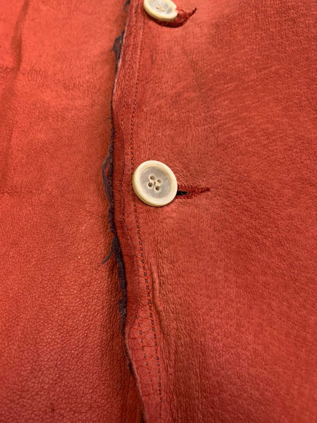 Comme des Garcons garment dyed pig skin leather raw cut jacket red Size US L / EU 52-54 / 3 - 4 Thumbnail