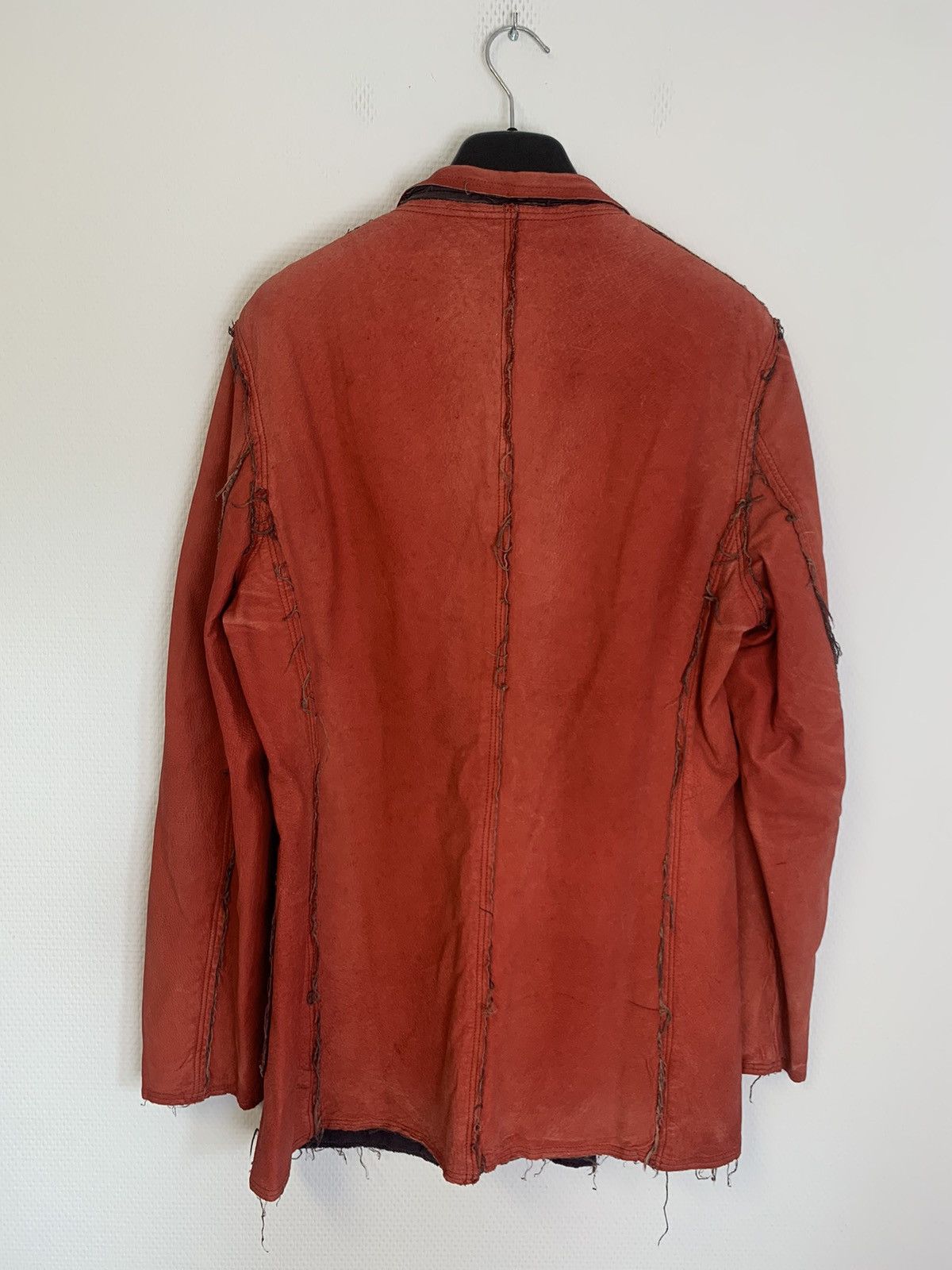 Comme des Garcons garment dyed pig skin leather raw cut jacket red Size US L / EU 52-54 / 3 - 2 Thumbnail