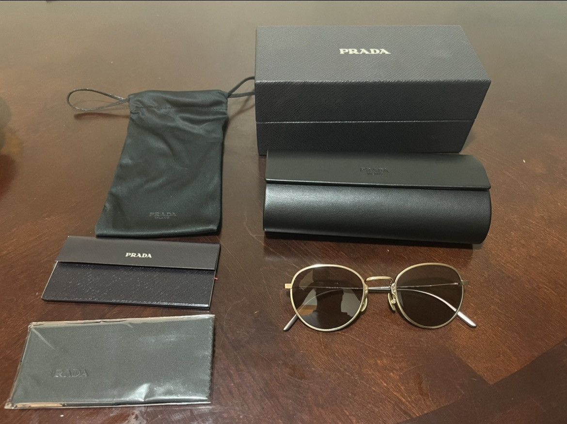 image of Titanium Prada Sunglasses in Gold, Men's