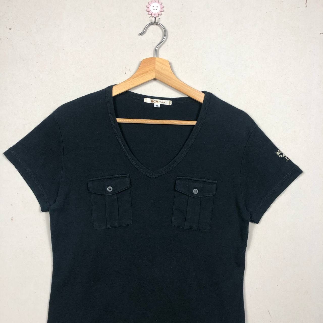 MCM Luxury MCM Double Pocket Punk Style Black Tee Shirt Size M / US 6-8 / IT 42-44 - 3 Thumbnail
