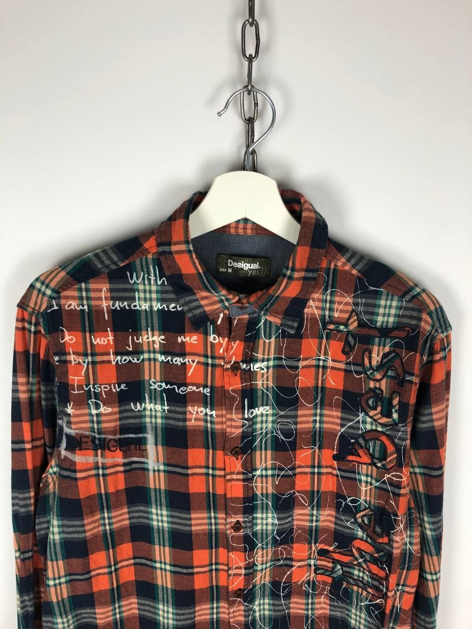 Desigual DESIGUAL YES!! Shirt Check Button Up Orange size M Size US M / EU 48-50 / 2 - 2 Thumbnail