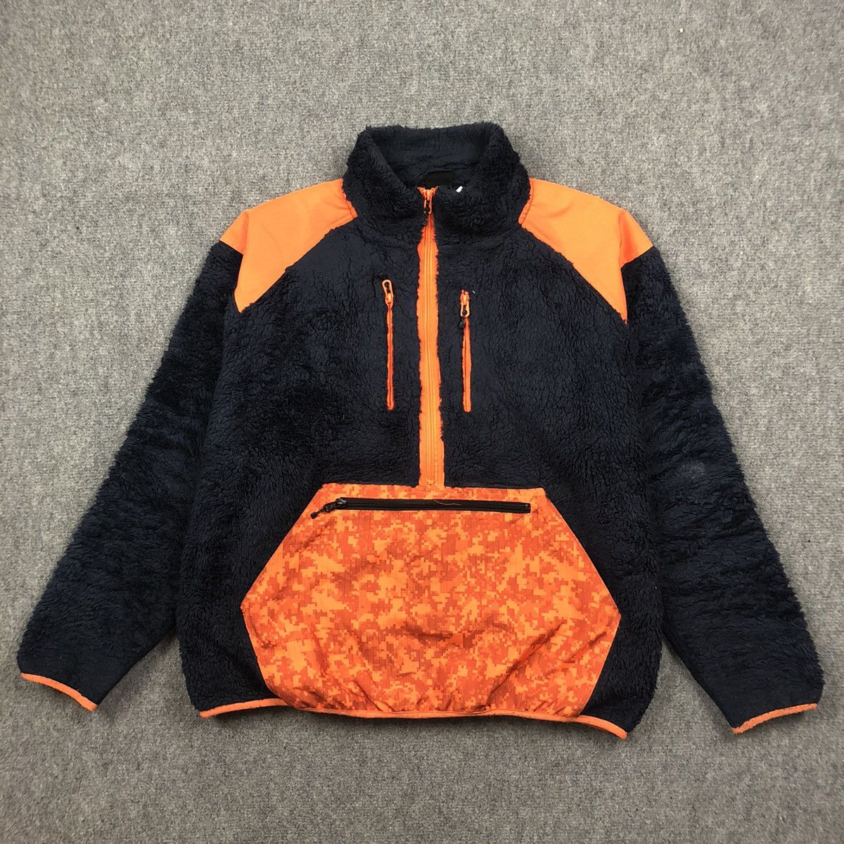 image of Vintage Fleece Half Zipper Jacket in Dark Blue, Men's (Size XL)