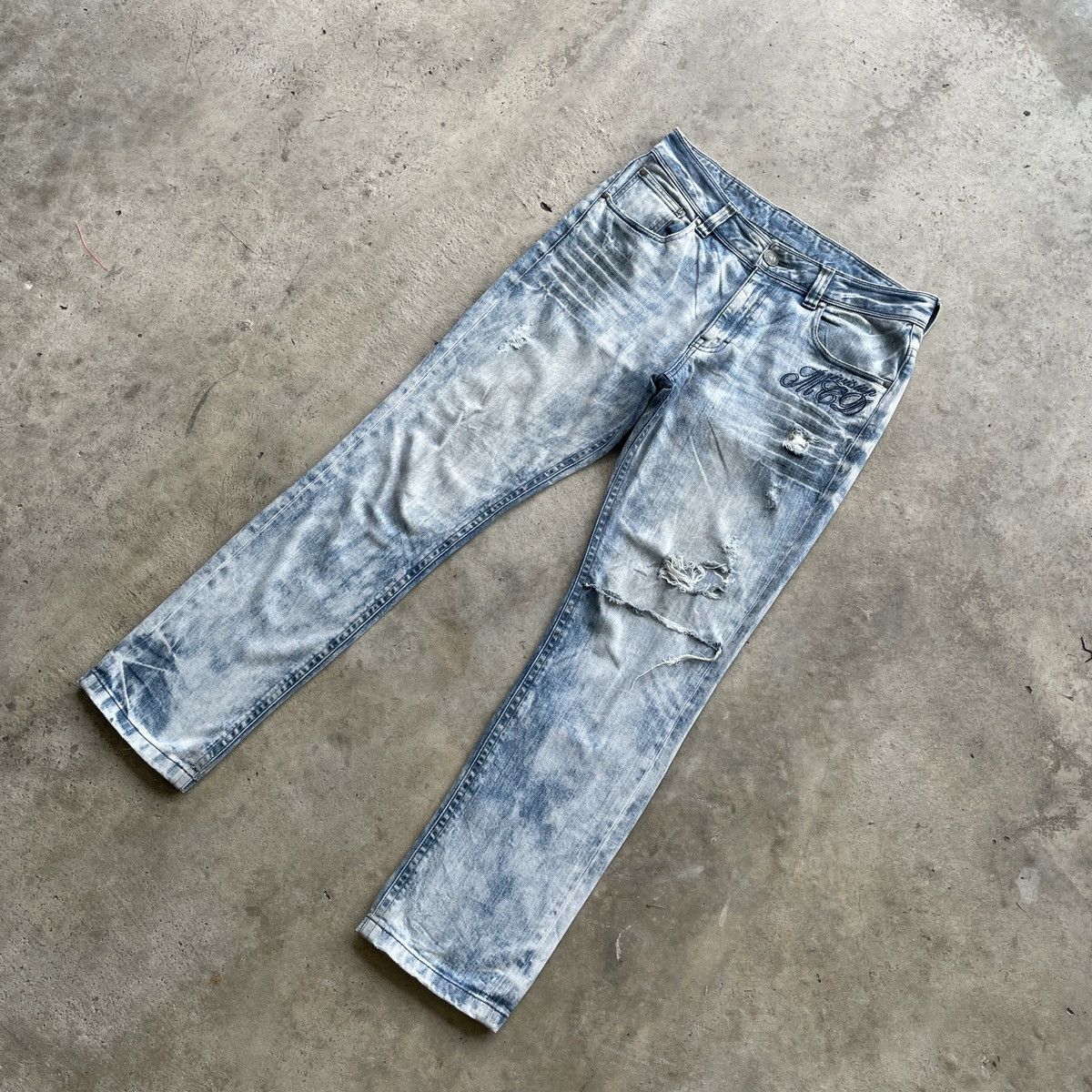Japanese Brand Rare🔥 Vintage MCD Faded Embroidery Denim Pants Distressed Size US 33 - 3 Thumbnail