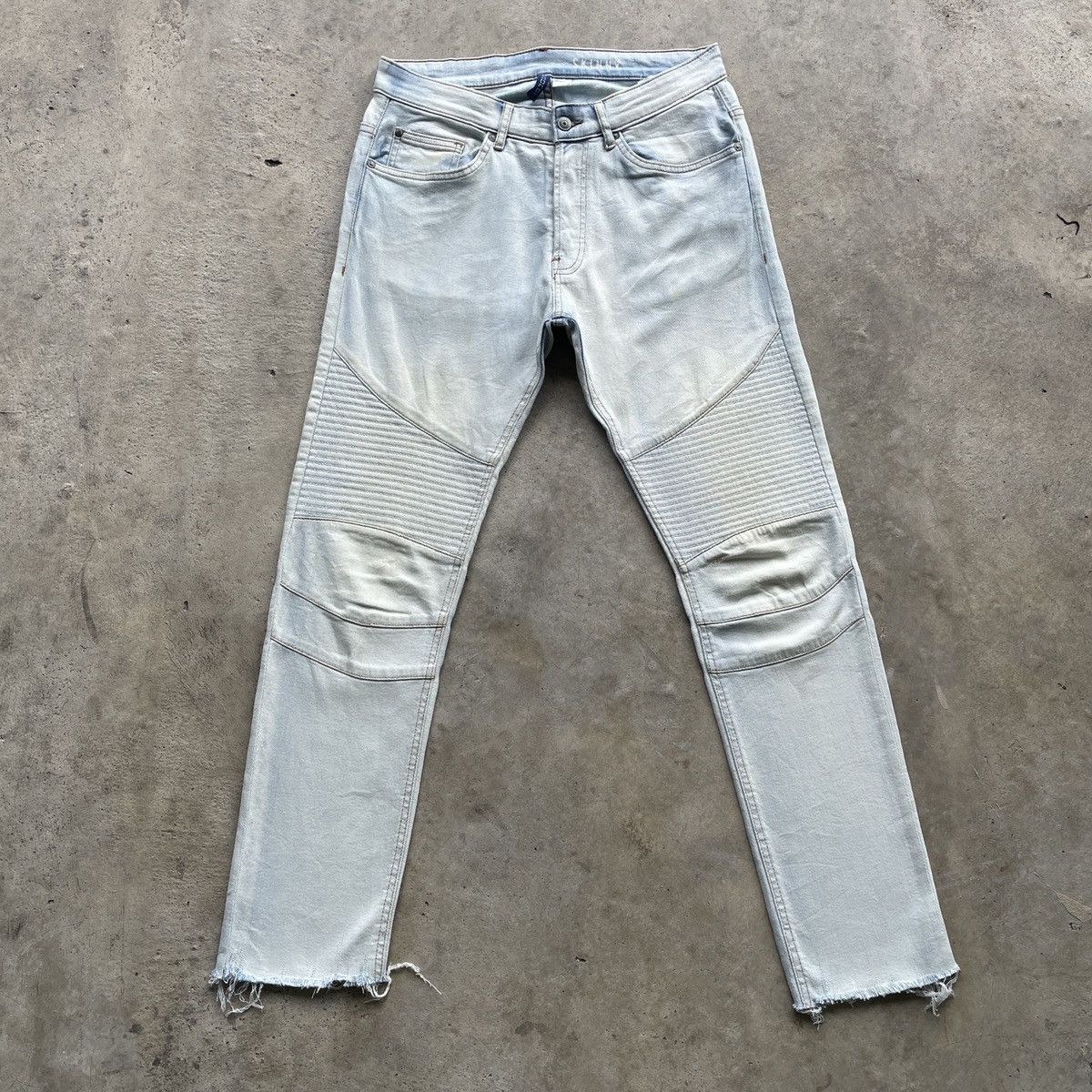 Vintage Japanese Faded Light Wash Bikers Denim Jeans Pants
