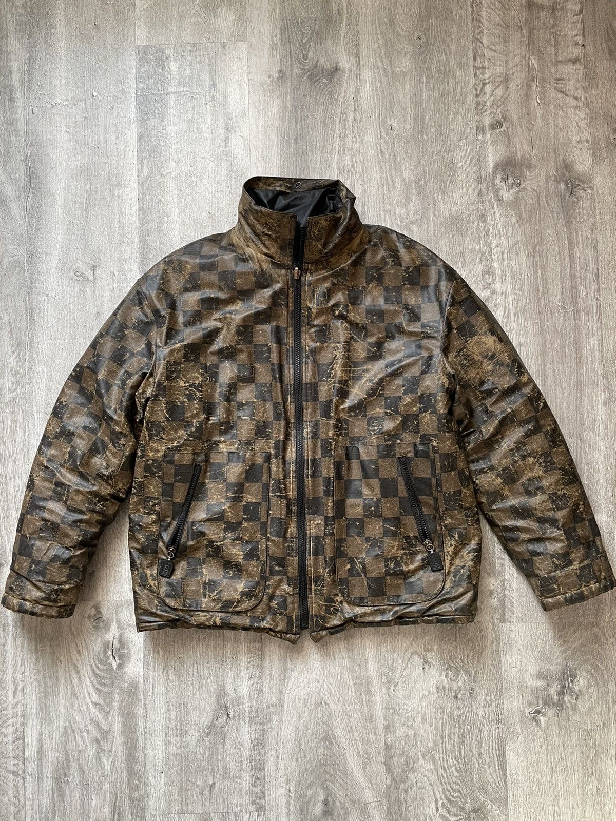 image of Vintage Fendi Roma Reversible Monogram Puffer Jacket in Brown, Men's (Size Large)