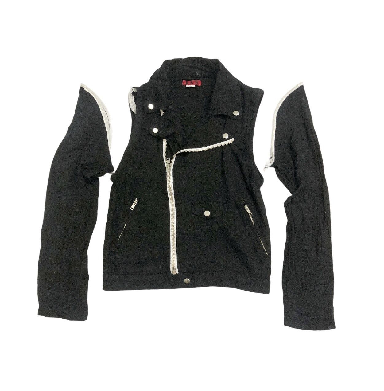 Vintage B & W Double Colar Zipper punk jacket