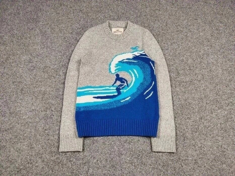 Japanese Brand Vintage Japanese Wave Print Knit Sweater Travis Scott Hype Size US S / EU 44-46 / 1 - 2 Thumbnail
