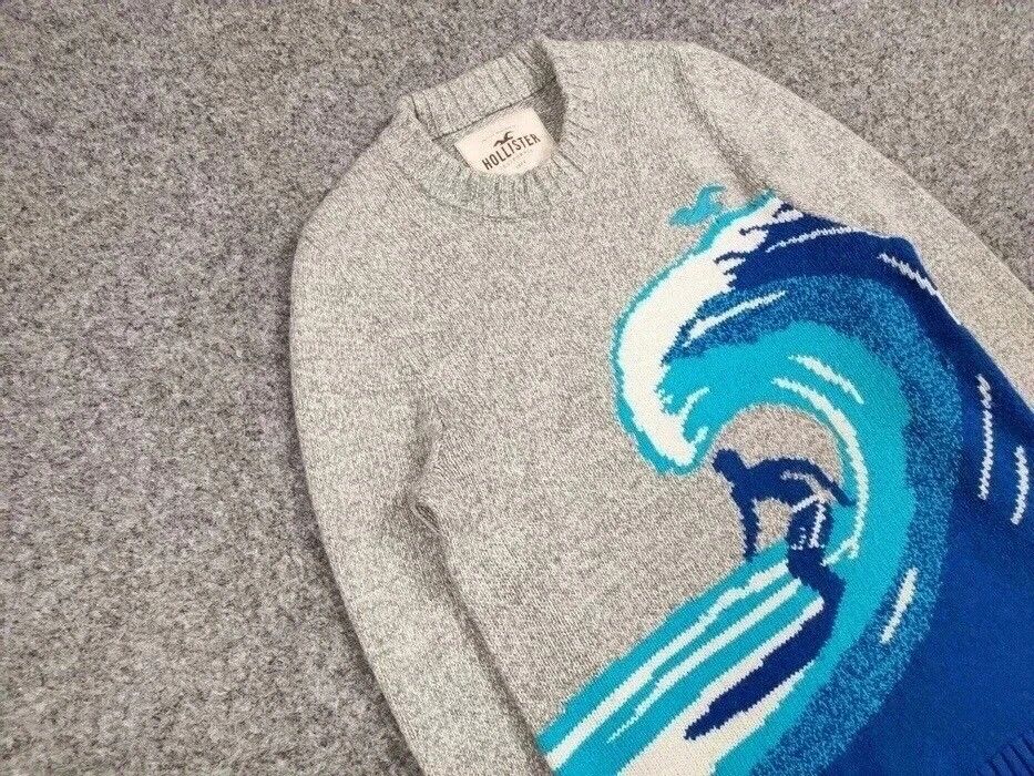 Japanese Brand Vintage Japanese Wave Print Knit Sweater Travis Scott Hype Size US S / EU 44-46 / 1 - 7 Thumbnail