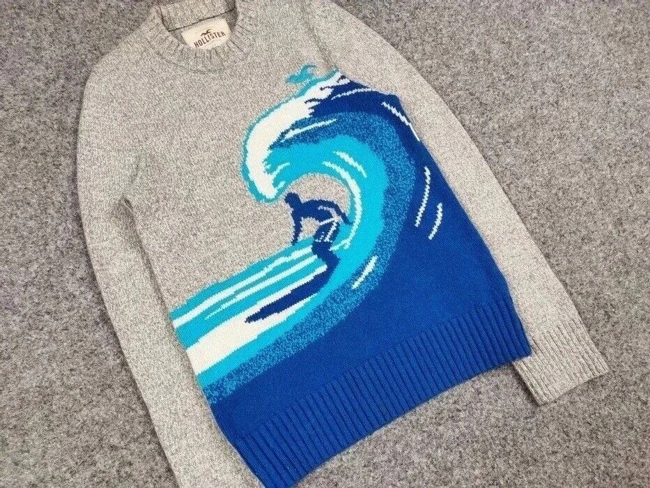 Japanese Brand Vintage Japanese Wave Print Knit Sweater Travis Scott Hype Size US S / EU 44-46 / 1 - 10 Thumbnail