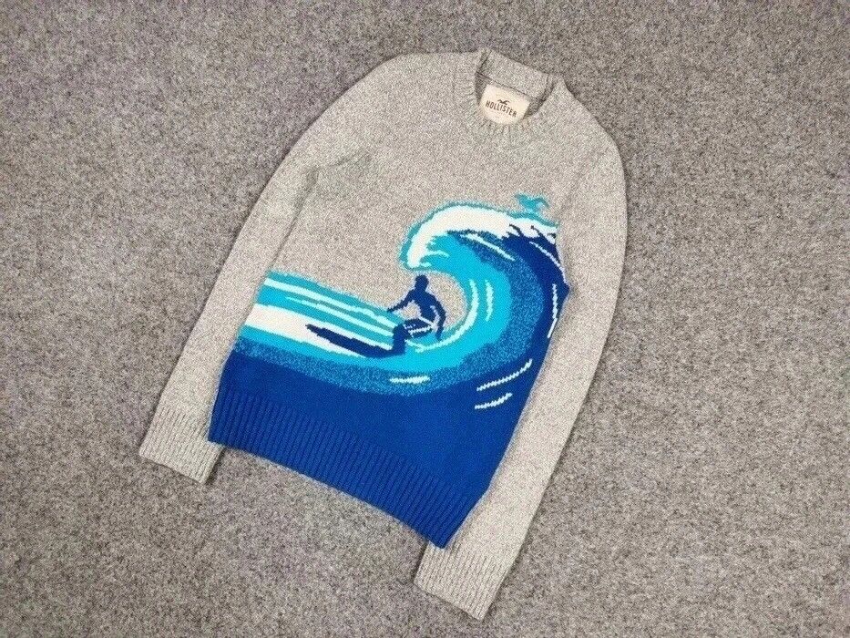 Japanese Brand Vintage Japanese Wave Print Knit Sweater Travis Scott Hype Size US S / EU 44-46 / 1 - 3 Thumbnail