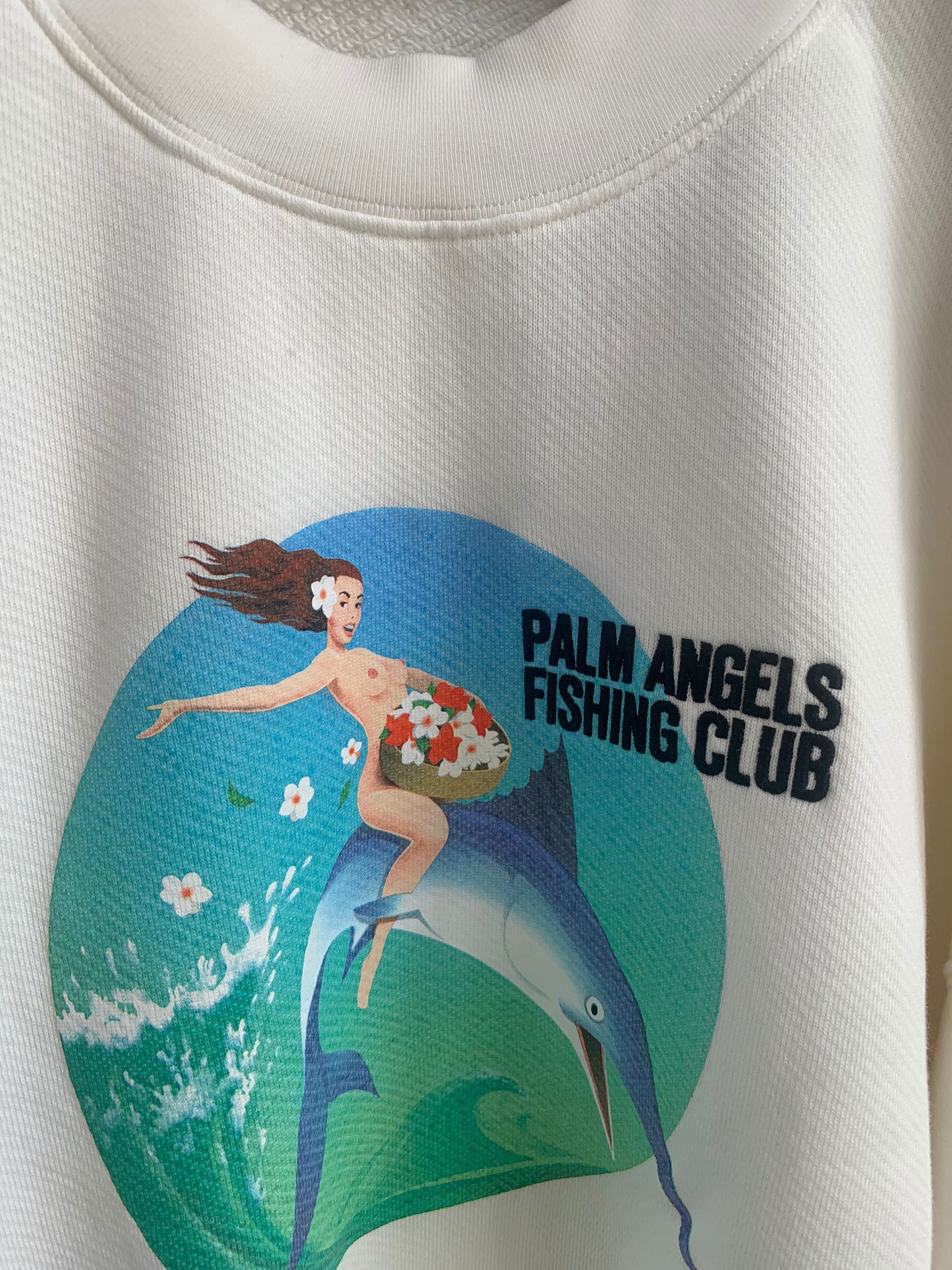 Palm Angels Fishing Crewneck in Brilliant White Size US XL / EU 56 / 4 - 4 Thumbnail