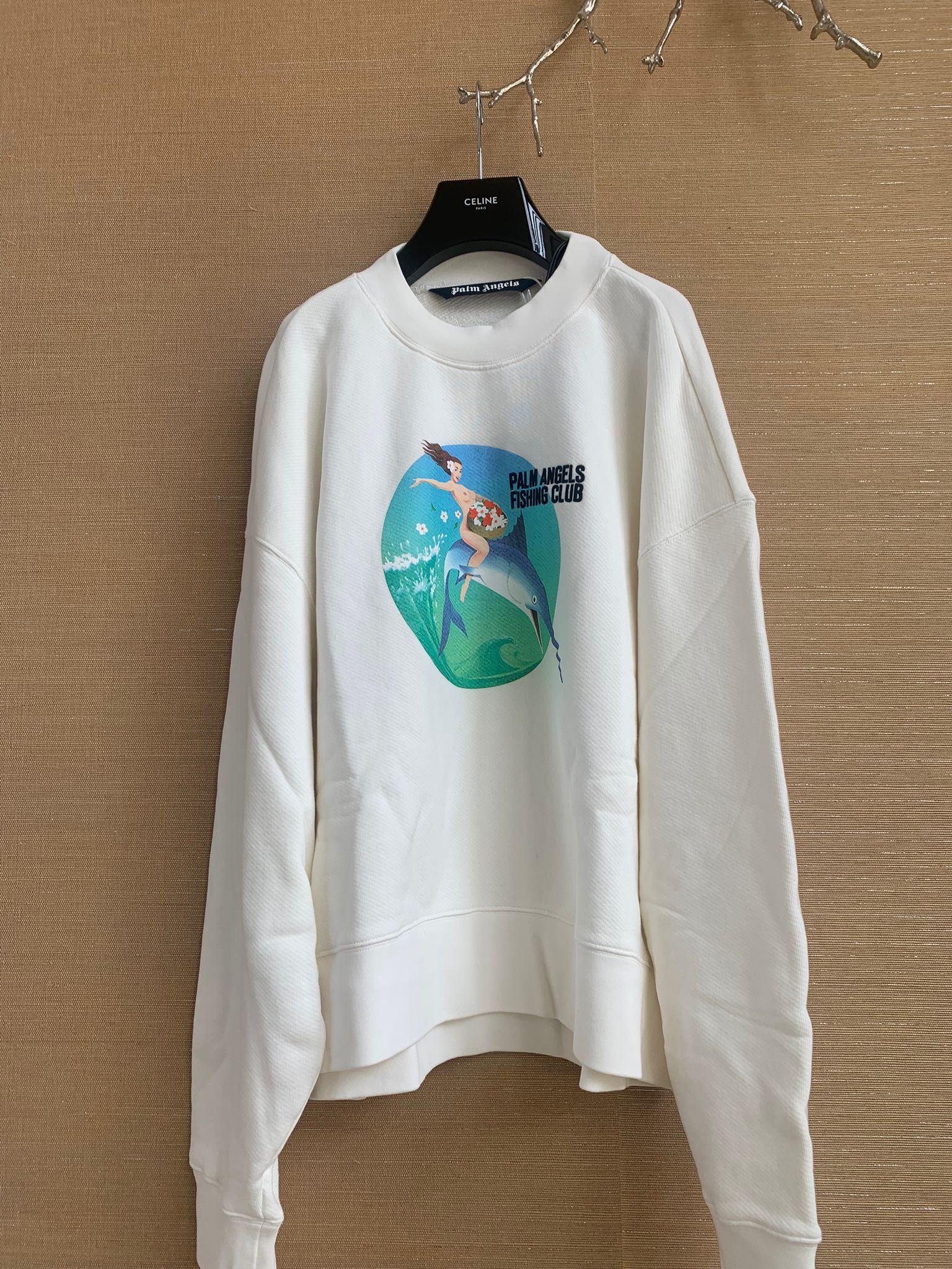 Palm Angels Fishing Crewneck in Brilliant White Size US XL / EU 56 / 4 - 3 Thumbnail