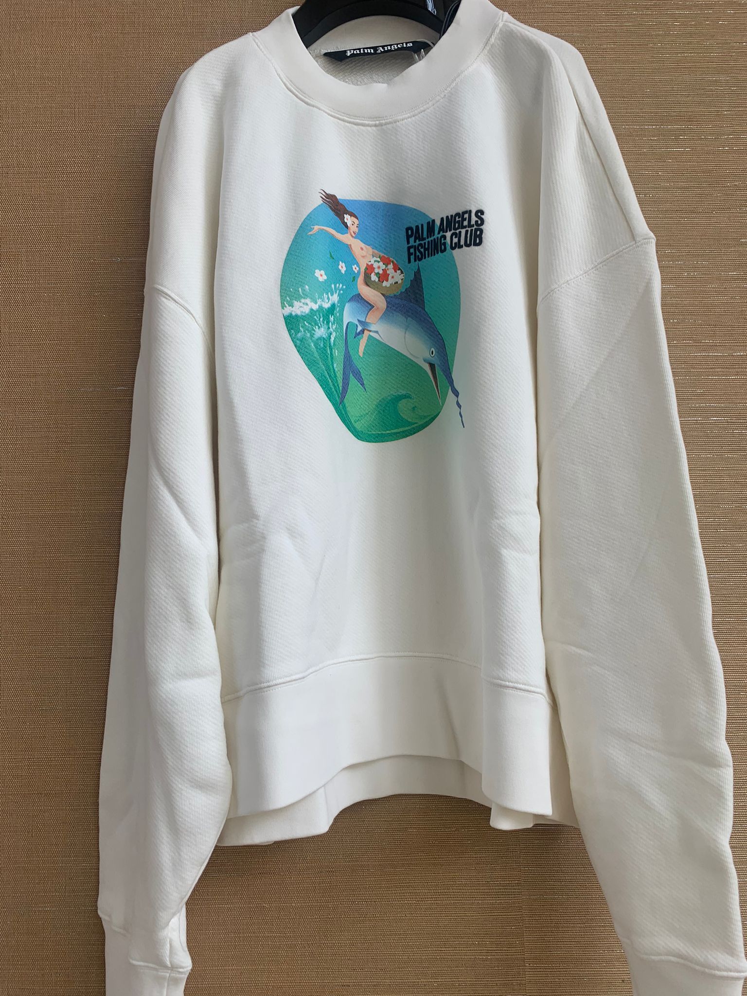 Palm Angels Fishing Crewneck in Brilliant White Size US XL / EU 56 / 4 - 2 Thumbnail