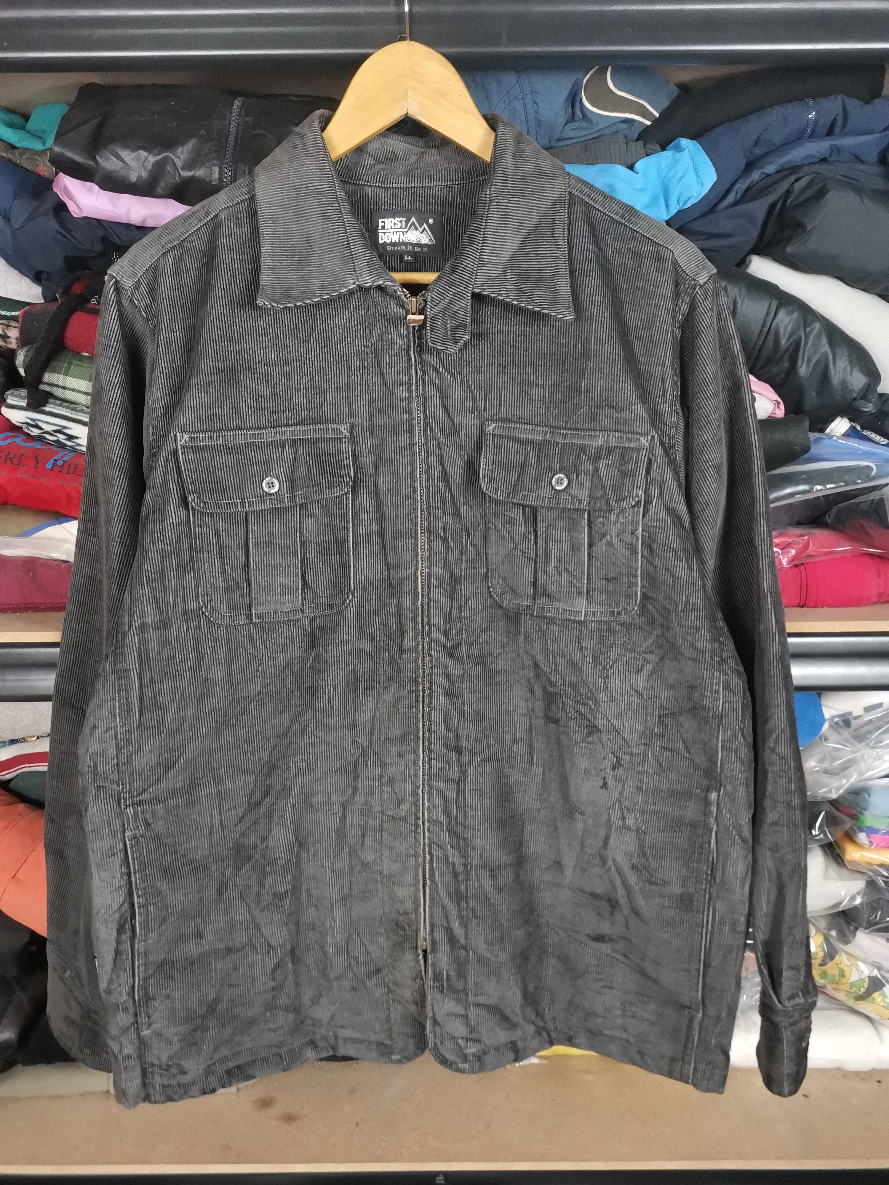 image of Vintage First Down Workwear Corduroy Flannel Shirt in Black, Men's (Size Large)