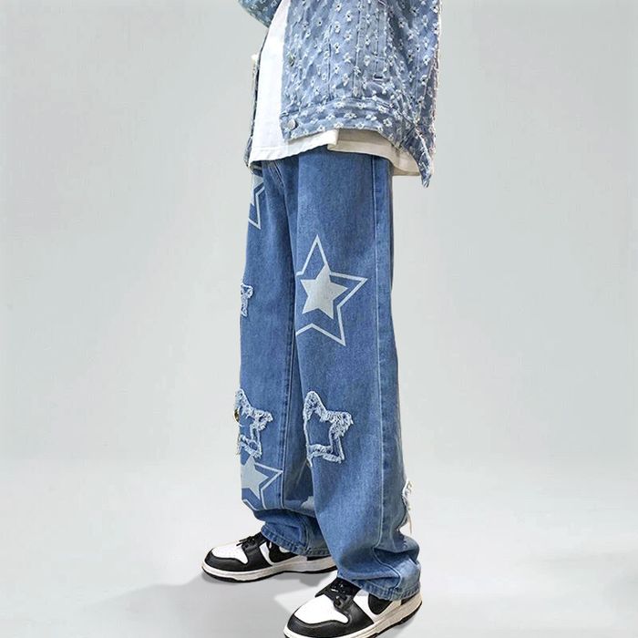 Streetwear Y2K Star Pants Men's Jeans with Stars Streetwear Hip Hop Grailed