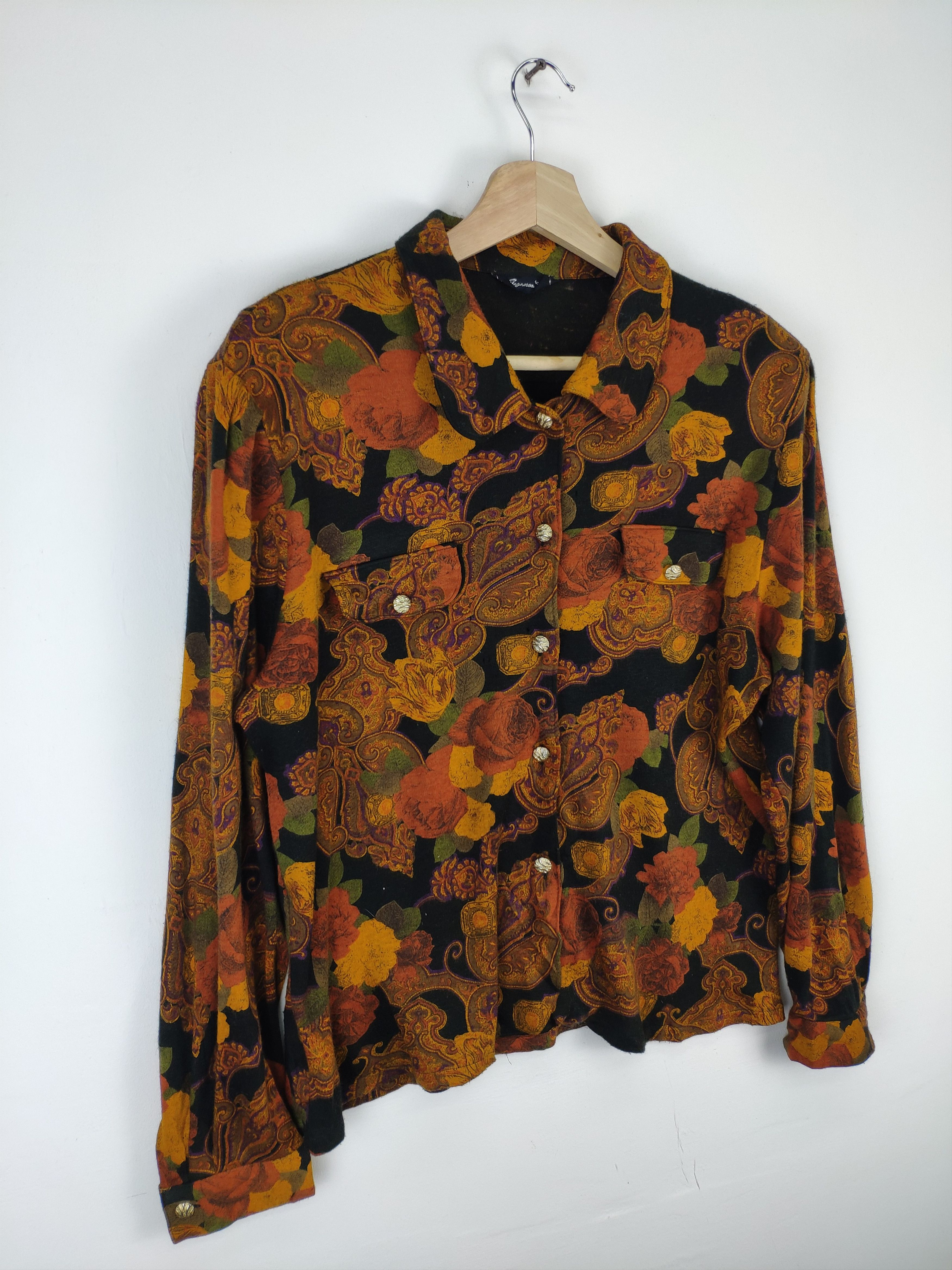 Japanese Brand Vintage Wool Shirt Button Up All Over Print Size M / US 6-8 / IT 42-44 - 7 Thumbnail