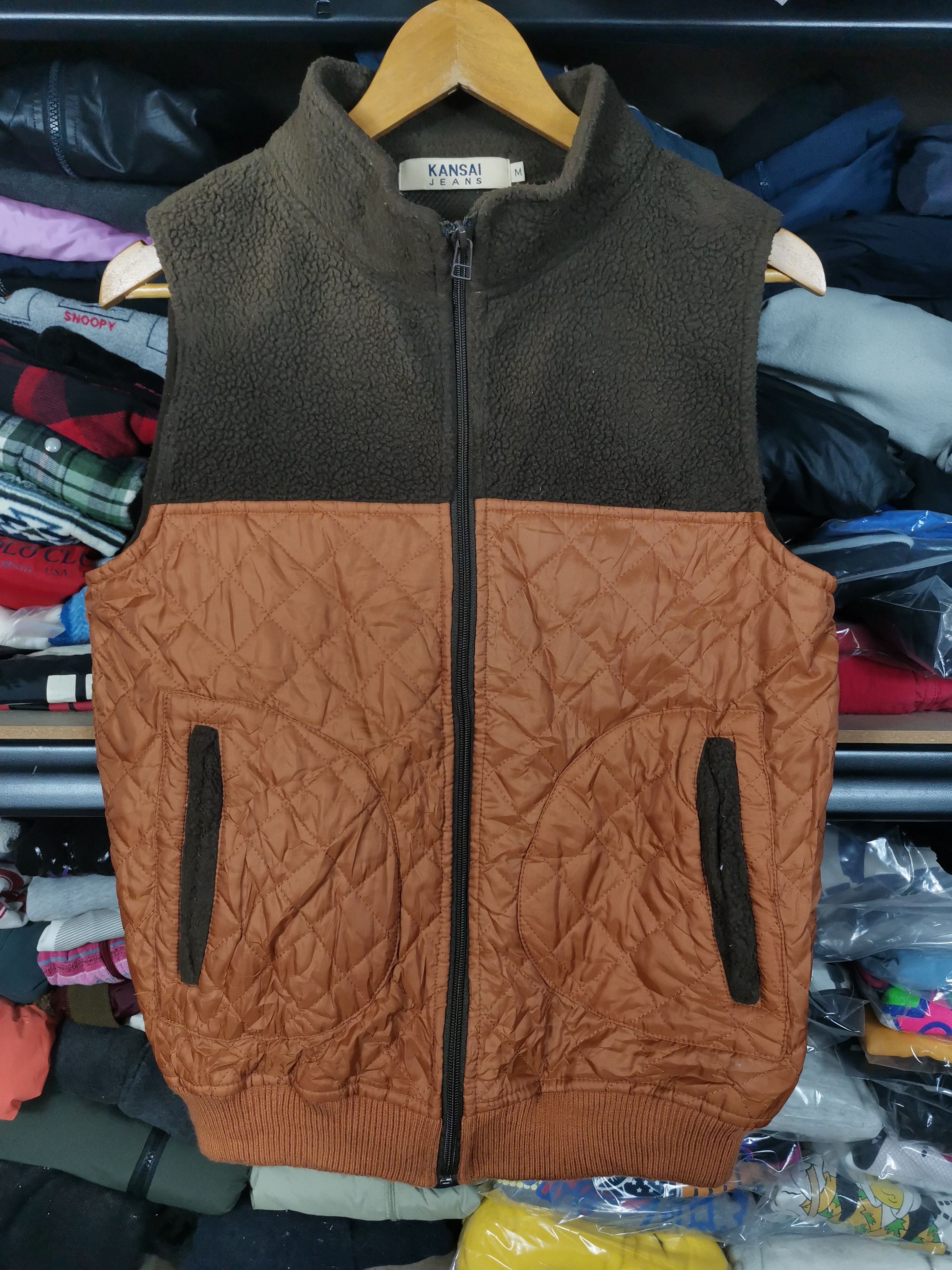 Japanese Brand Vintage Kansai Jeans Fleece Quilted Vest Size US M / EU 48-50 / 2 - 1 Thumbnail