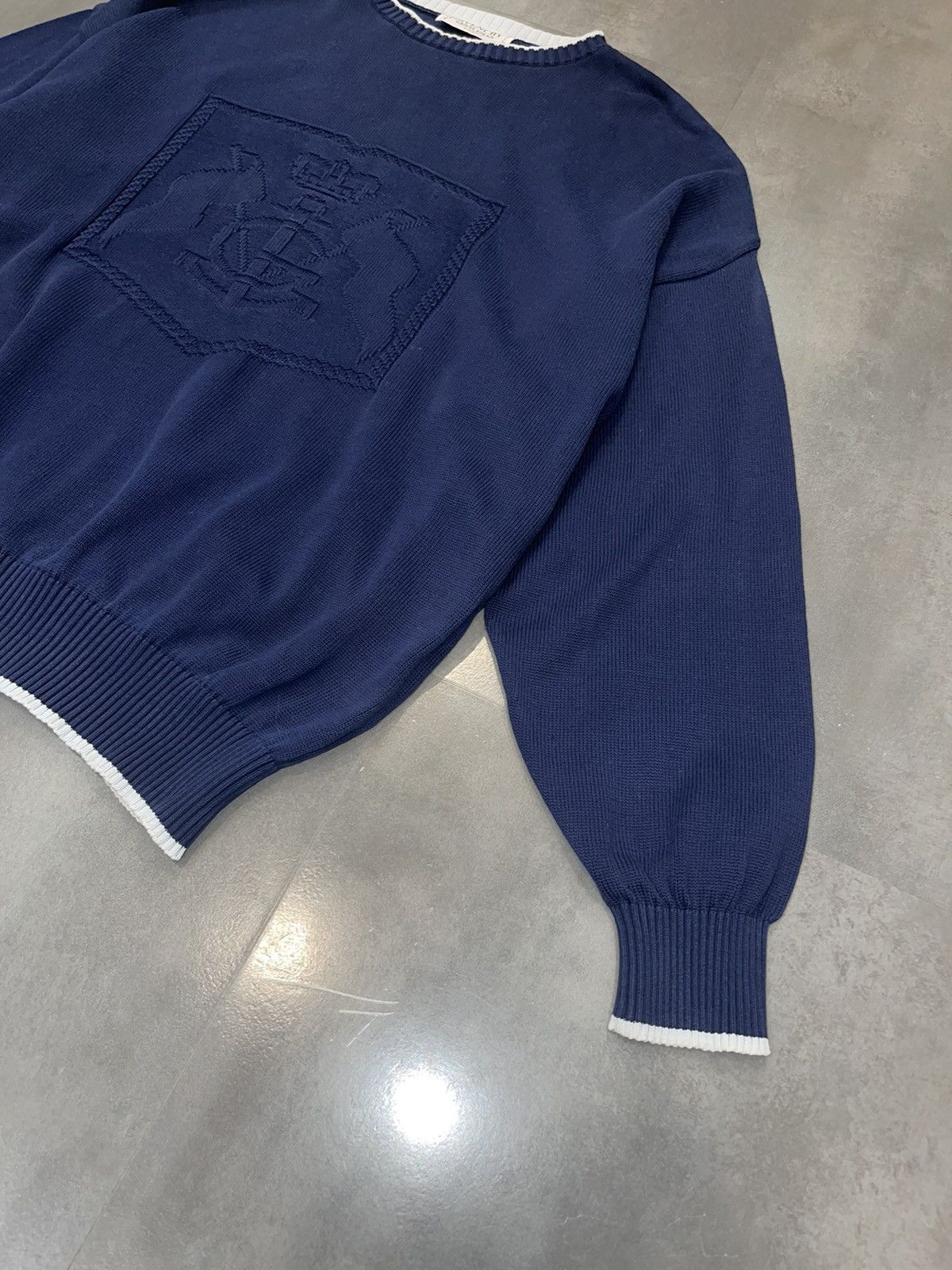 Givenchy Vintage Givenchy Flag Logo Knitted Dark Navy Sweater Size US XL / EU 56 / 4 - 2 Thumbnail
