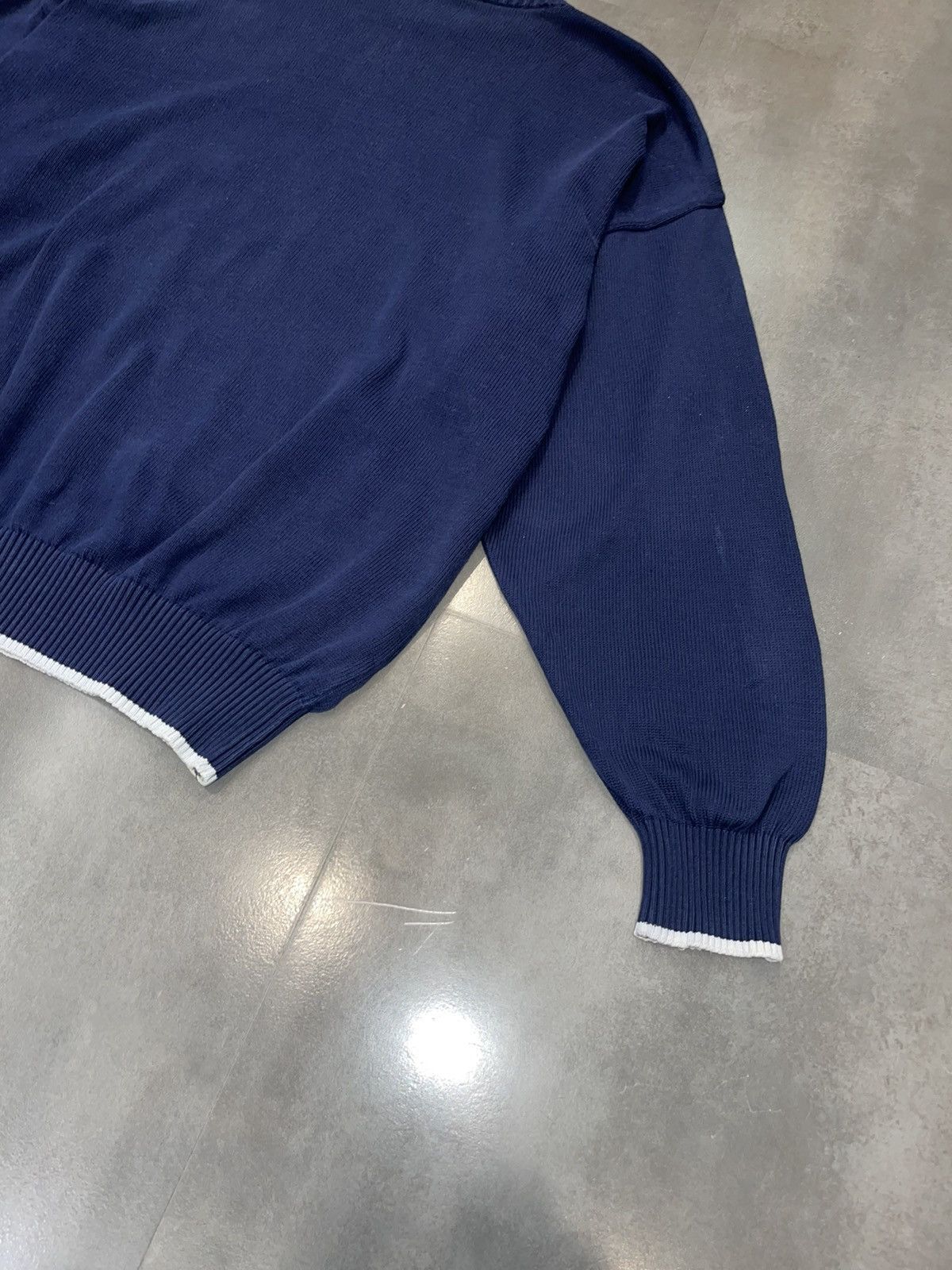 Givenchy Vintage Givenchy Flag Logo Knitted Dark Navy Sweater Size US XL / EU 56 / 4 - 7 Thumbnail