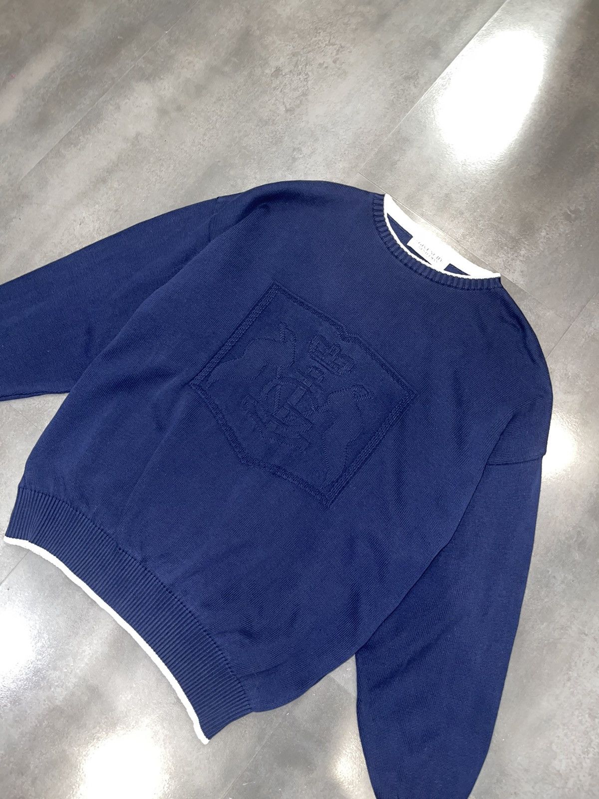 Givenchy Vintage Givenchy Flag Logo Knitted Dark Navy Sweater Size US XL / EU 56 / 4 - 4 Thumbnail