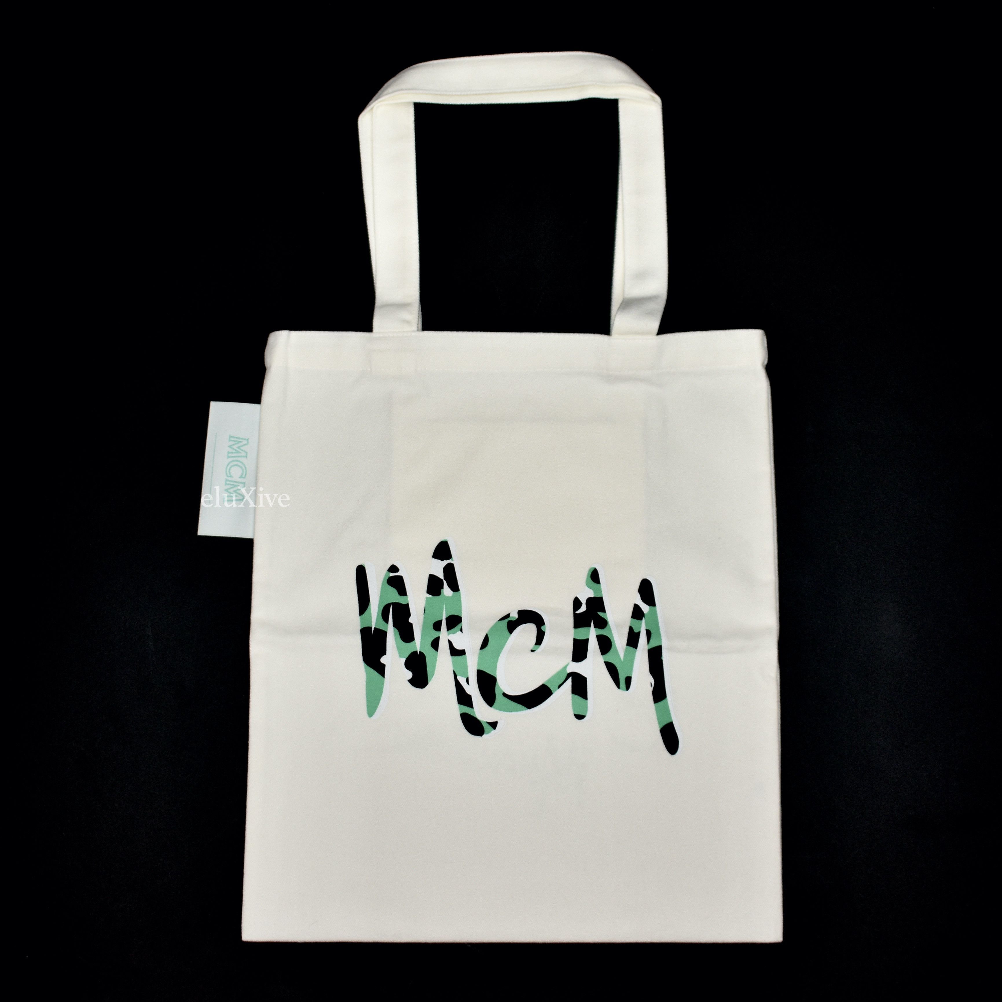 MCM Logo Print Canvas Tote Bag