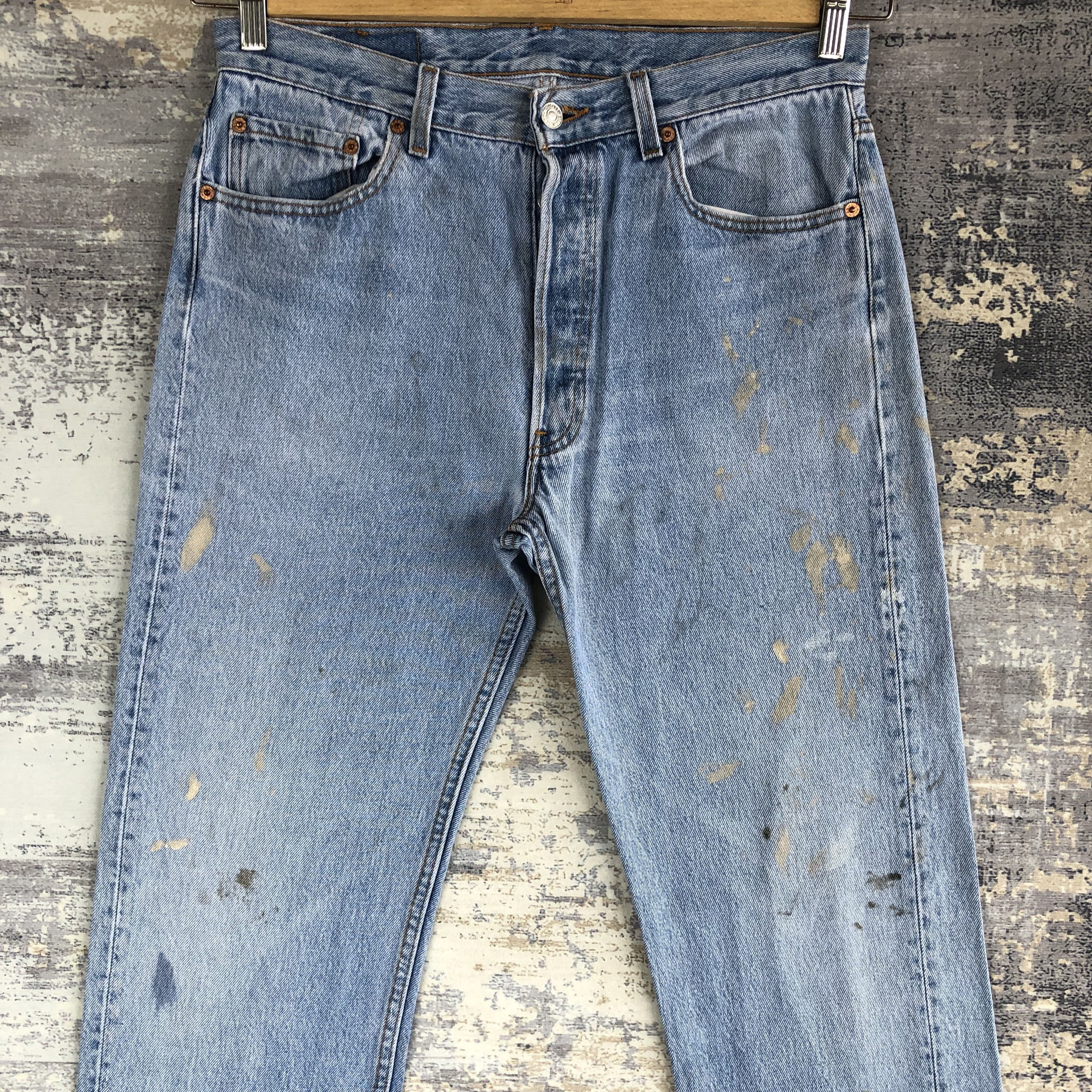 Levi's Vintage Levis 501 Paint Splatter Jeans Light Wash Denim Size US 30 / EU 46 - 5 Thumbnail
