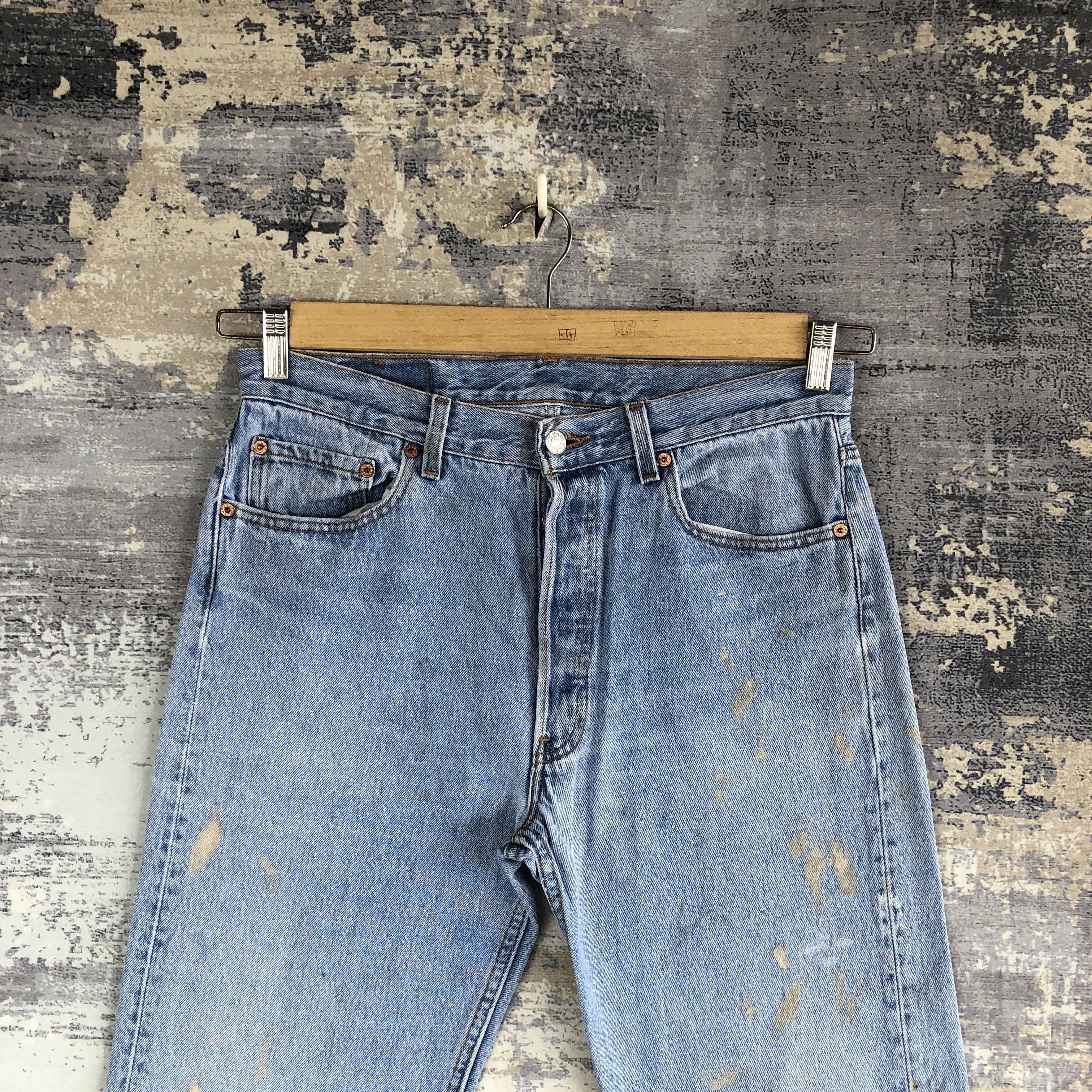 Levi's Vintage Levis 501 Paint Splatter Jeans Light Wash Denim Size US 30 / EU 46 - 3 Thumbnail