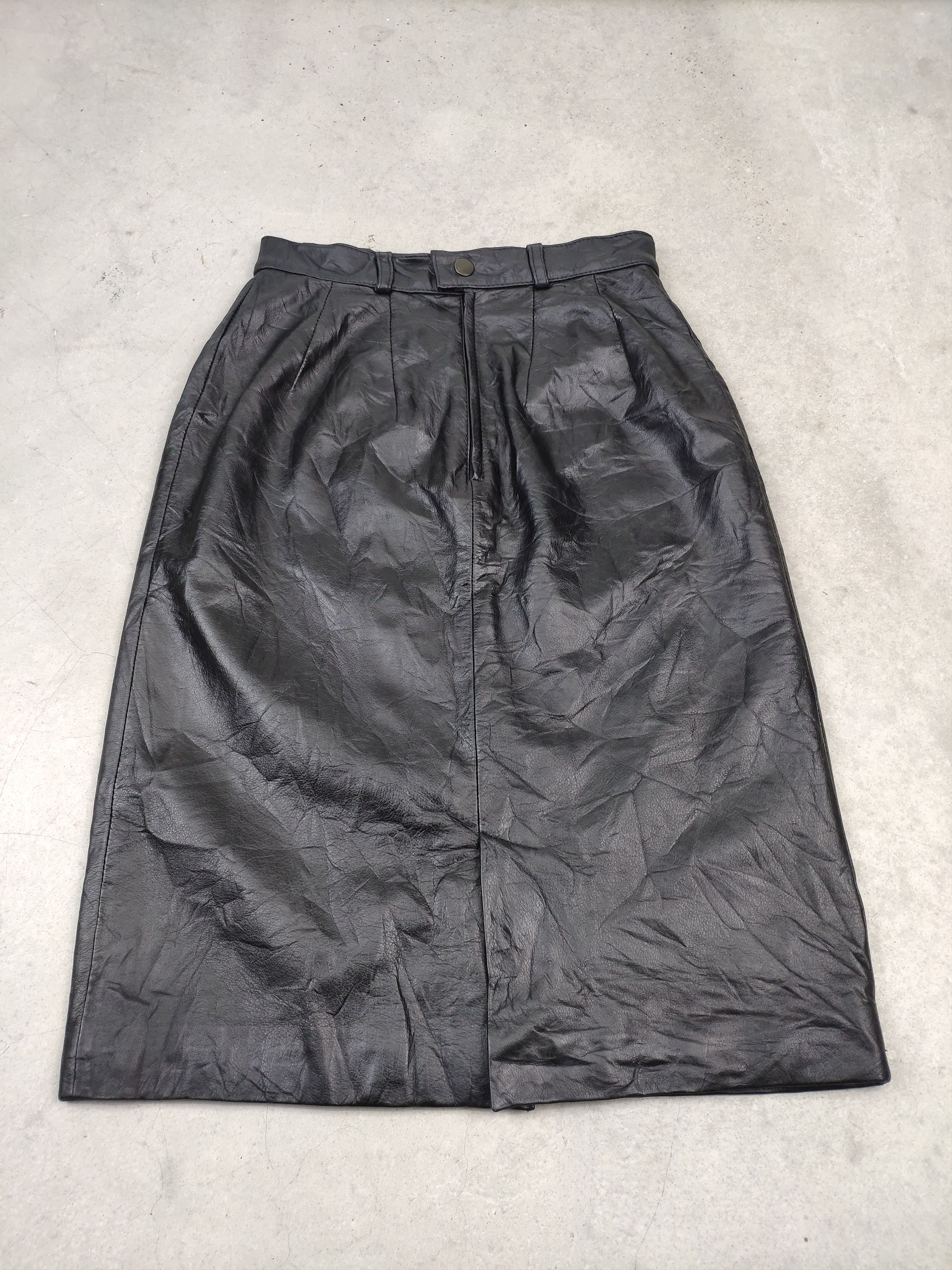Leather × Vintage Vintage Leather Skirts Mini Black Size 24" / US 00 / IT 34 - 2 Thumbnail