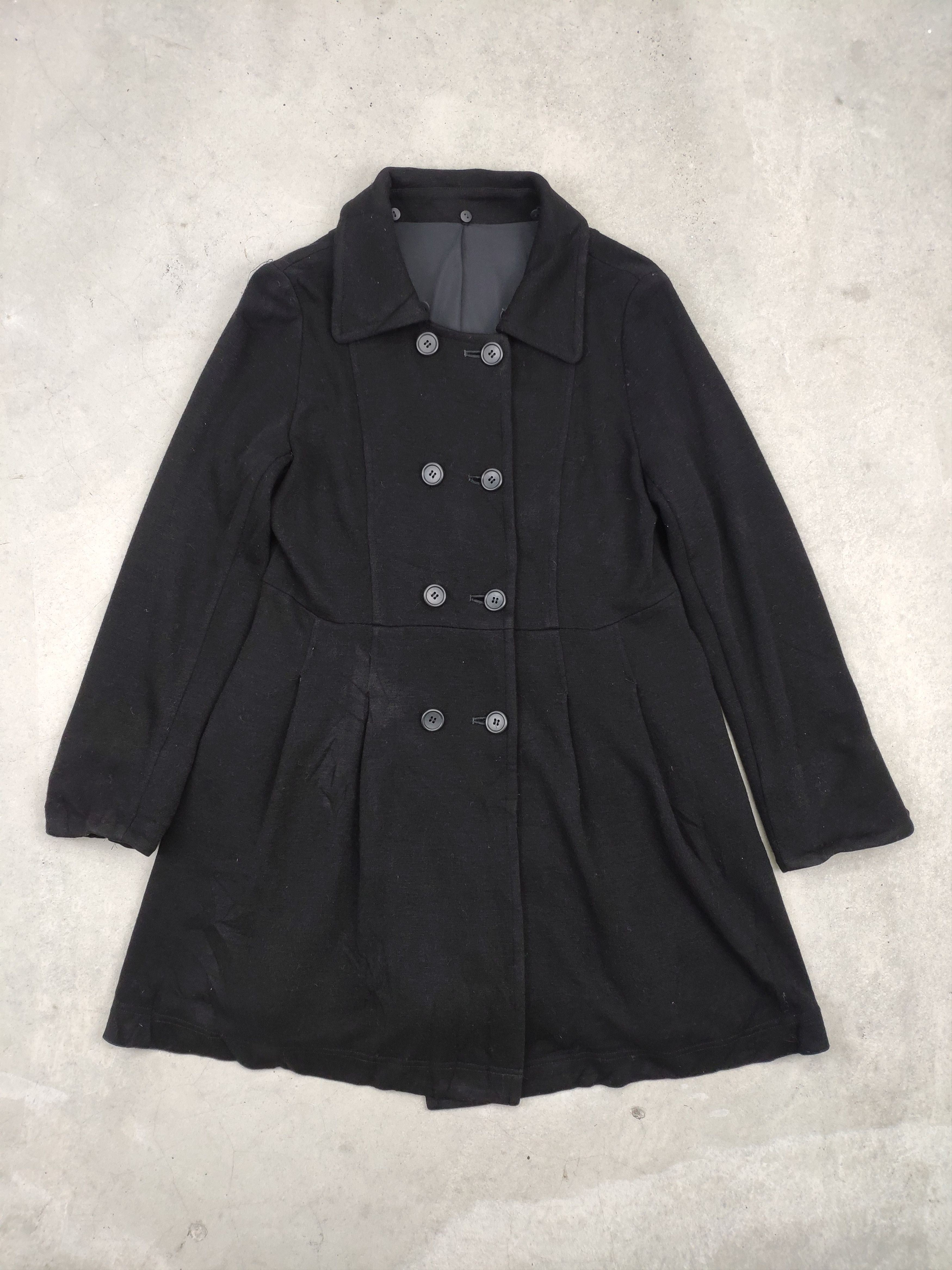 Designer × Japanese Brand × Vintage Vintage Black Wool Coat Double Breasted Size S / US 4 / IT 40 - 1 Thumbnail