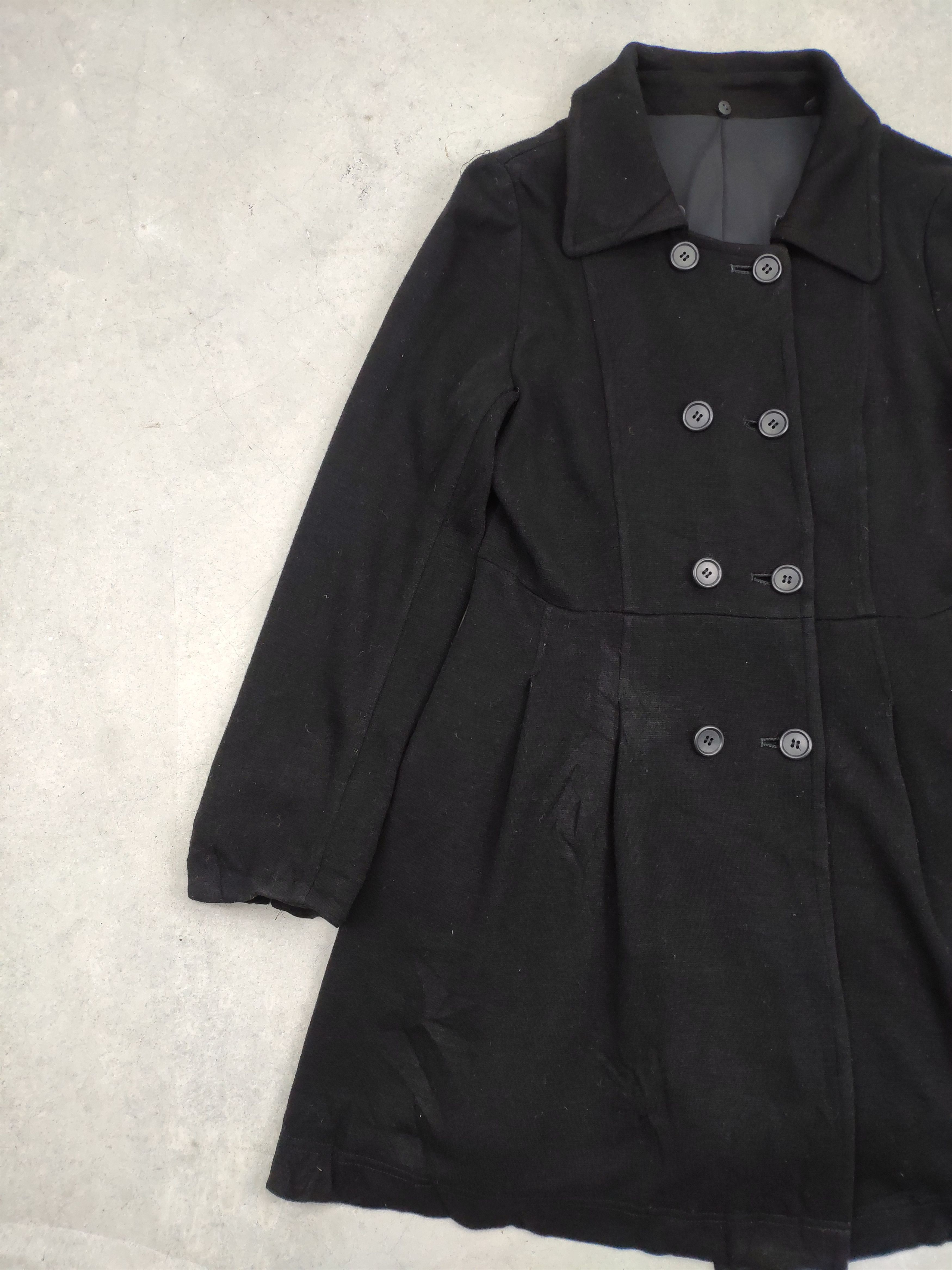Designer × Japanese Brand × Vintage Vintage Black Wool Coat Double Breasted Size S / US 4 / IT 40 - 3 Thumbnail