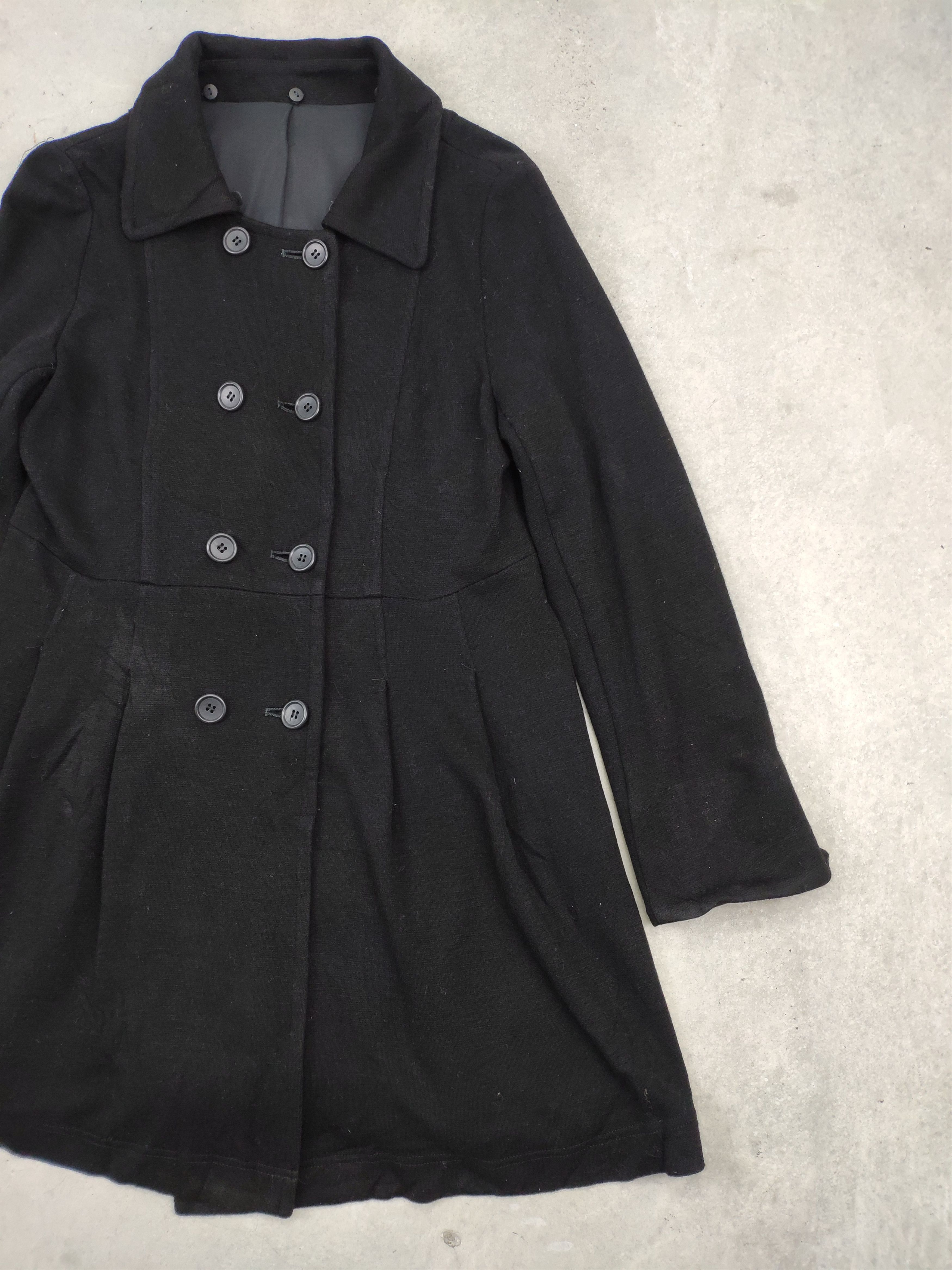 Designer × Japanese Brand × Vintage Vintage Black Wool Coat Double Breasted Size S / US 4 / IT 40 - 2 Thumbnail
