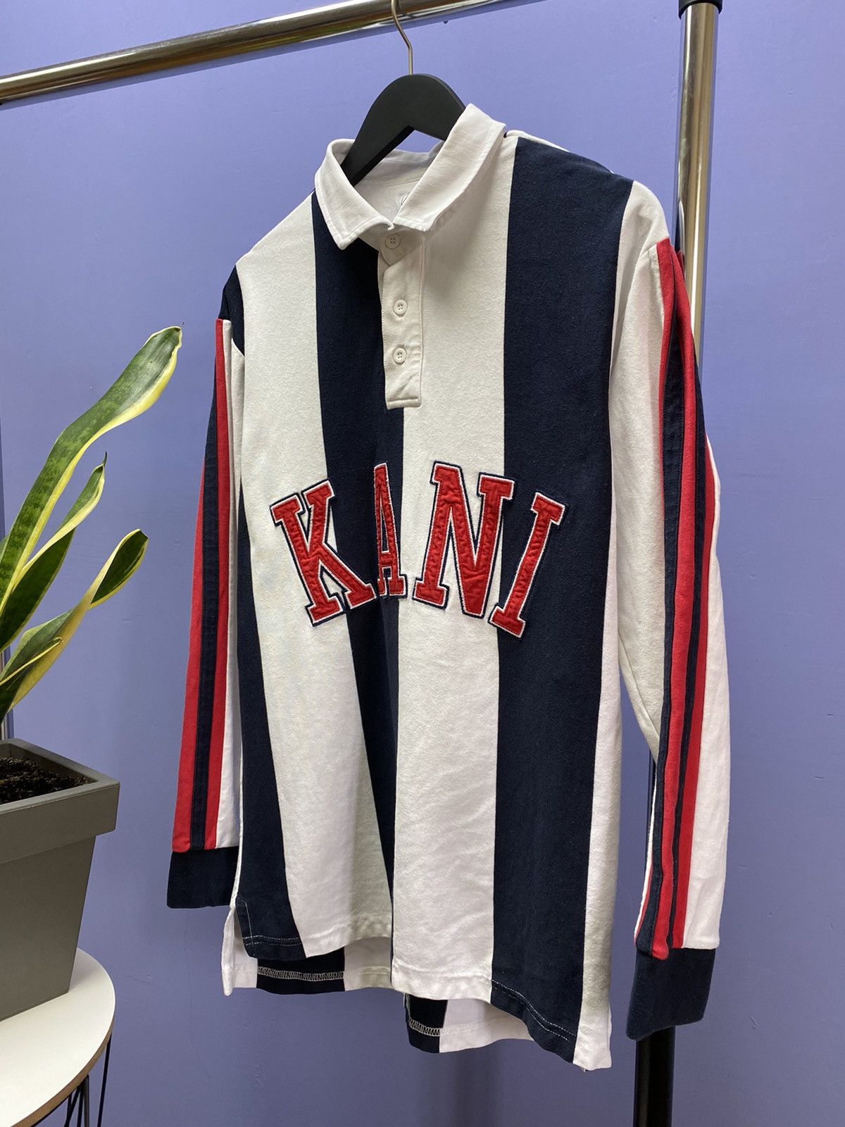 Karl Kani × Rap Tees Karl Kani Striped Big Logo Long Sleeve T Shirt Size US L / EU 52-54 / 3 - 2 Thumbnail