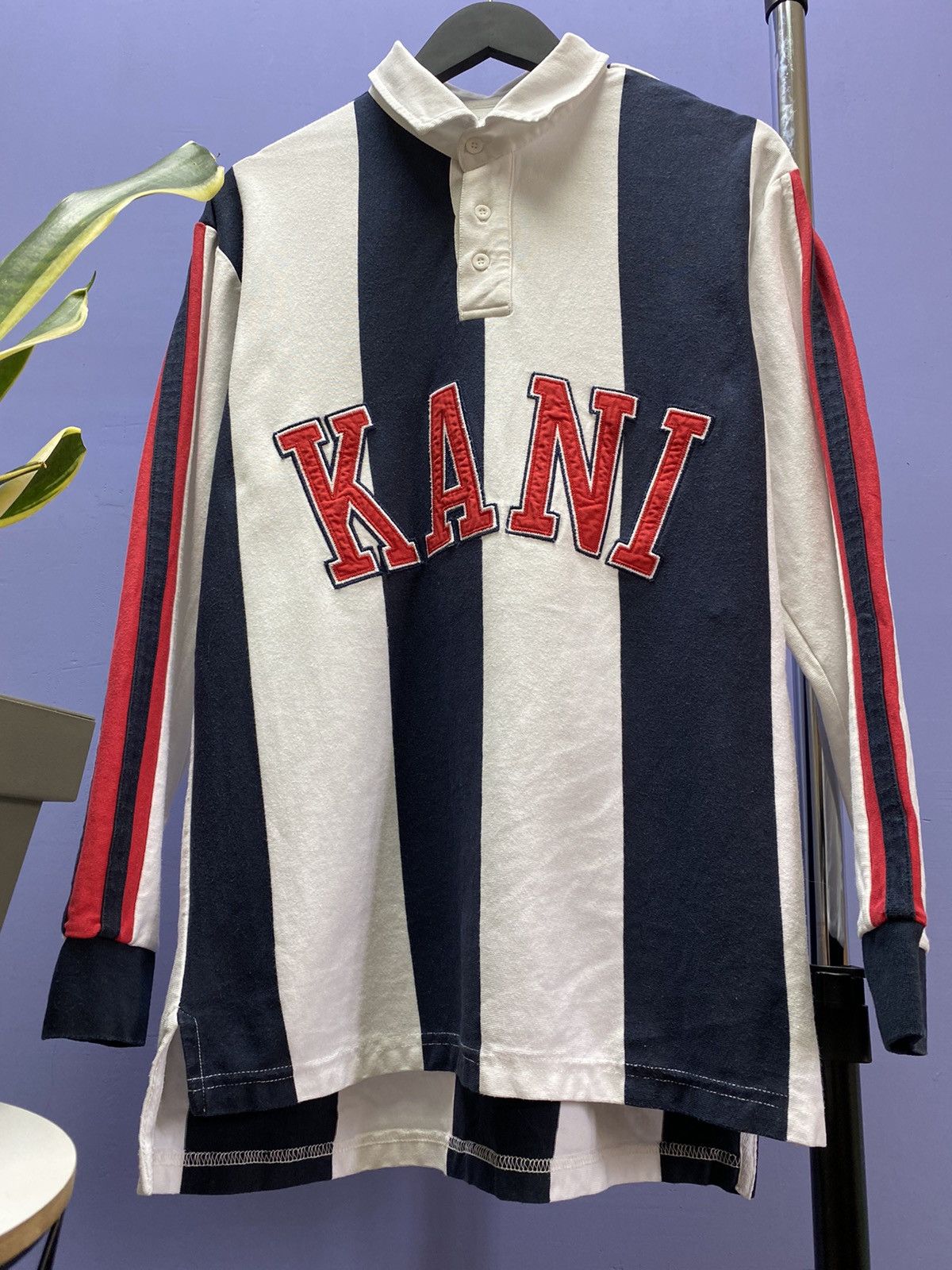 Karl Kani × Rap Tees Karl Kani Striped Big Logo Long Sleeve T Shirt Size US L / EU 52-54 / 3 - 5 Thumbnail