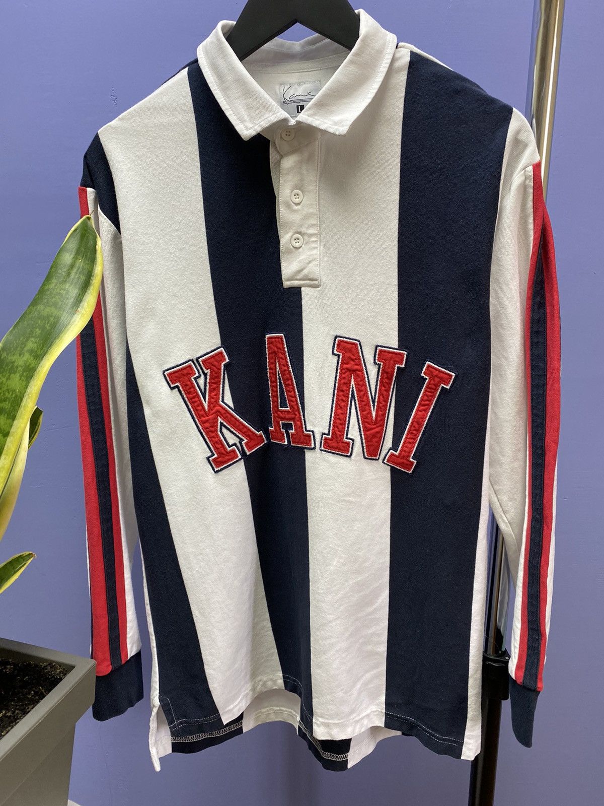 Karl Kani × Rap Tees Karl Kani Striped Big Logo Long Sleeve T Shirt Size US L / EU 52-54 / 3 - 6 Thumbnail