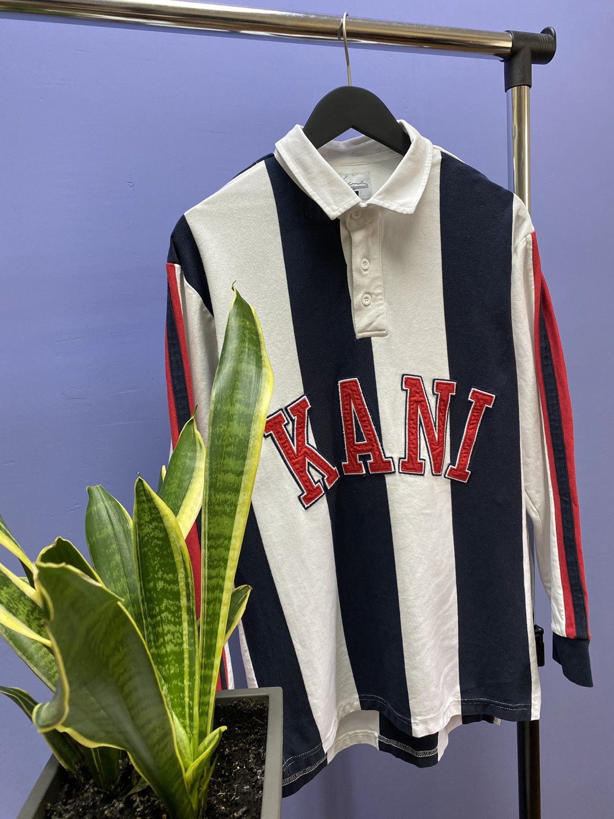 Karl Kani × Rap Tees Karl Kani Striped Big Logo Long Sleeve T Shirt Size US L / EU 52-54 / 3 - 3 Thumbnail