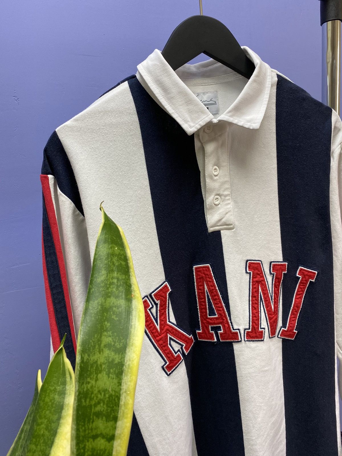 Karl Kani × Rap Tees Karl Kani Striped Big Logo Long Sleeve T Shirt Size US L / EU 52-54 / 3 - 7 Thumbnail