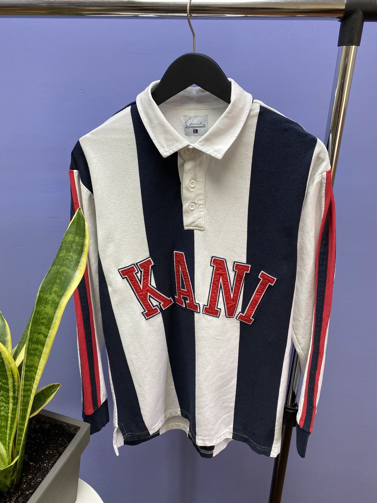 Karl Kani × Rap Tees Karl Kani Striped Big Logo Long Sleeve T Shirt Size US L / EU 52-54 / 3 - 4 Thumbnail