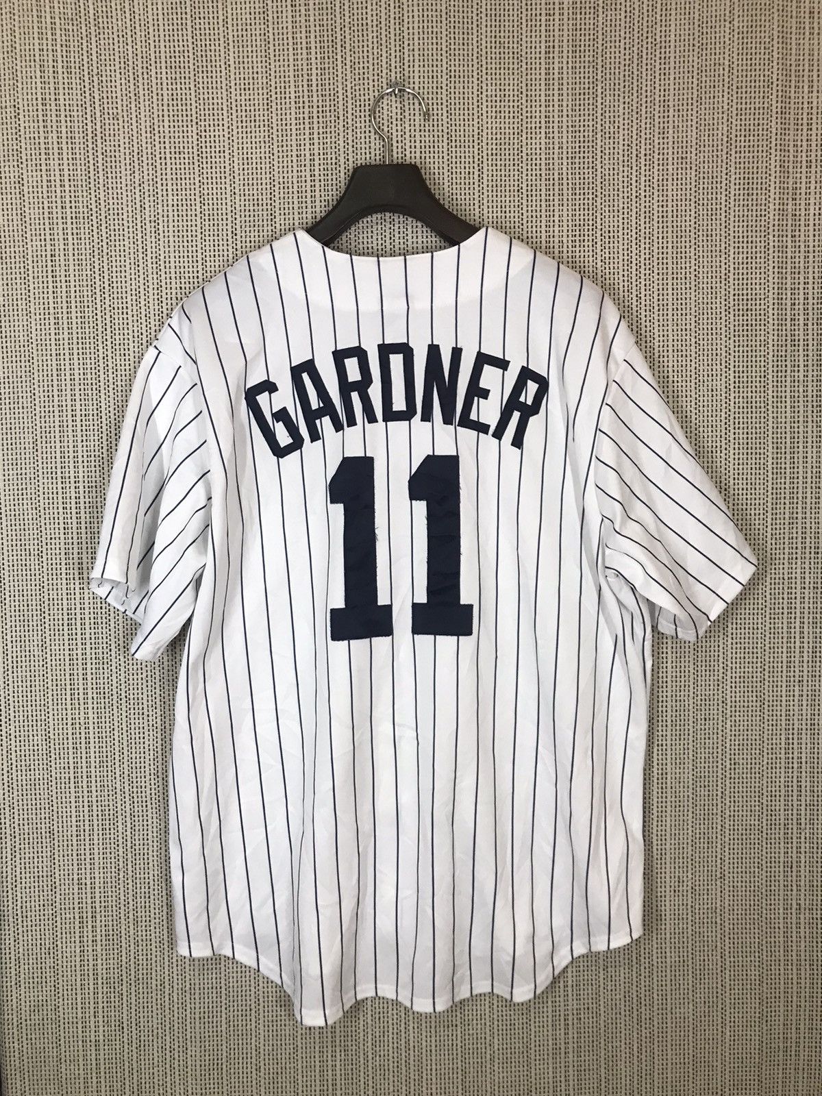 MLB × Majestic × New York Yankees ‼️WHITE PINSTRIPE NEW YORK YANKESS GARDNER 11 MLB JERSEY‼️ Size US XL / EU 56 / 4 - 2 Thumbnail