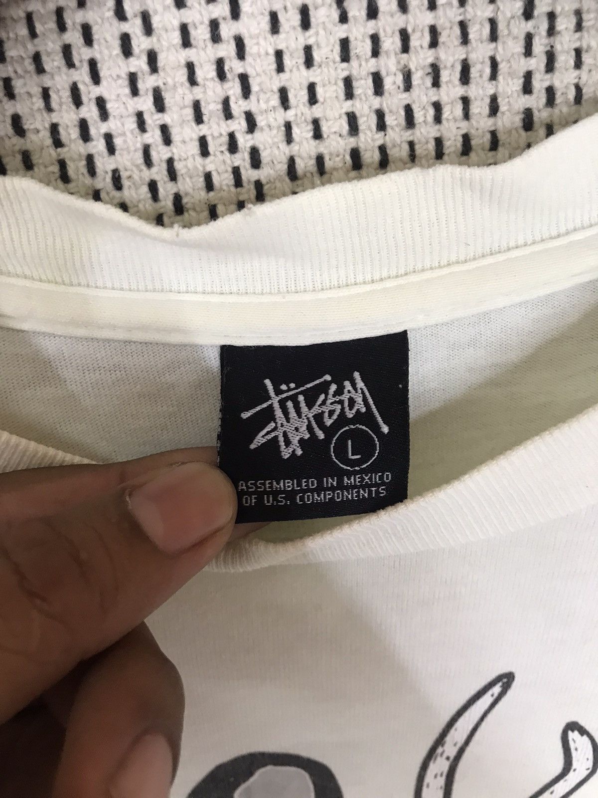 Stussy × Vintage ‼️VINTAGE STUSSY MUSIC SPELLOUT TSHIRT distressed‼️ Size US L / EU 52-54 / 3 - 4 Thumbnail