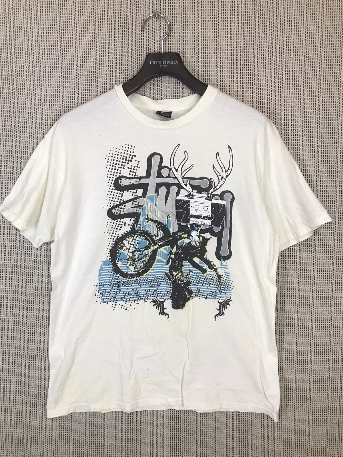Stussy × Vintage ‼️VINTAGE STUSSY MUSIC SPELLOUT TSHIRT distressed‼️ Size US L / EU 52-54 / 3 - 1 Thumbnail