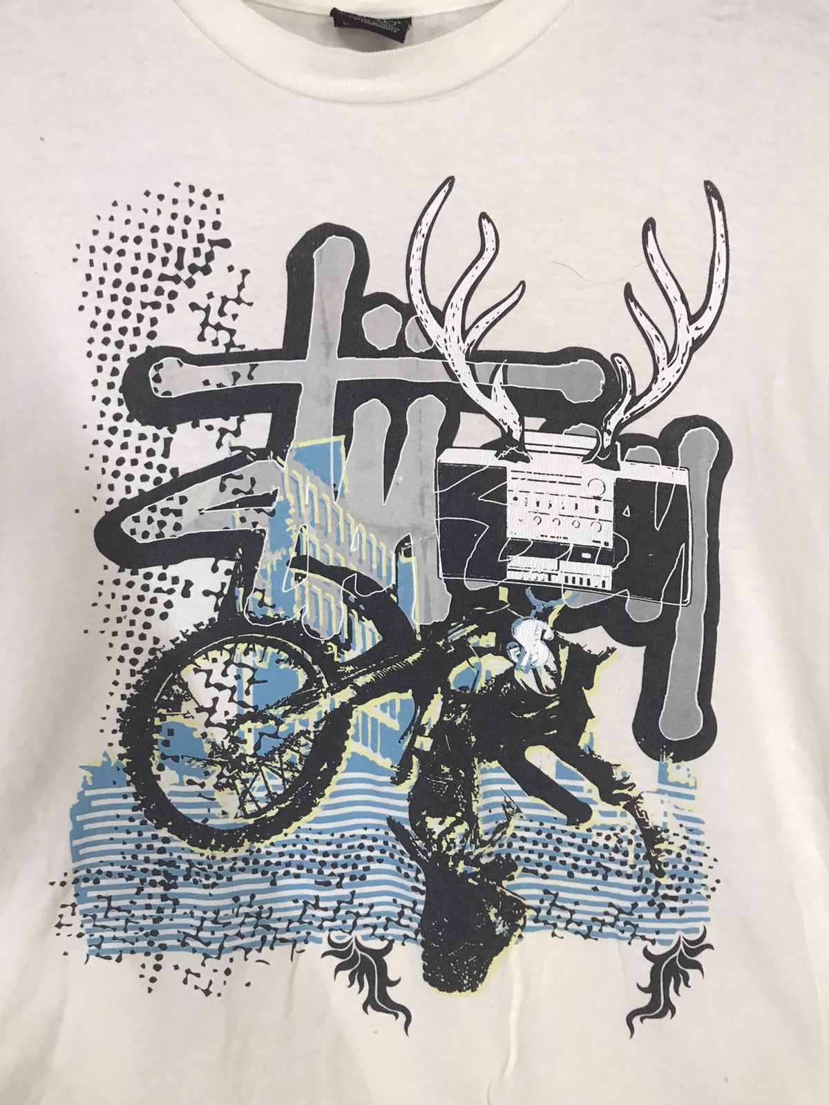 Stussy × Vintage ‼️VINTAGE STUSSY MUSIC SPELLOUT TSHIRT distressed‼️ Size US L / EU 52-54 / 3 - 3 Thumbnail
