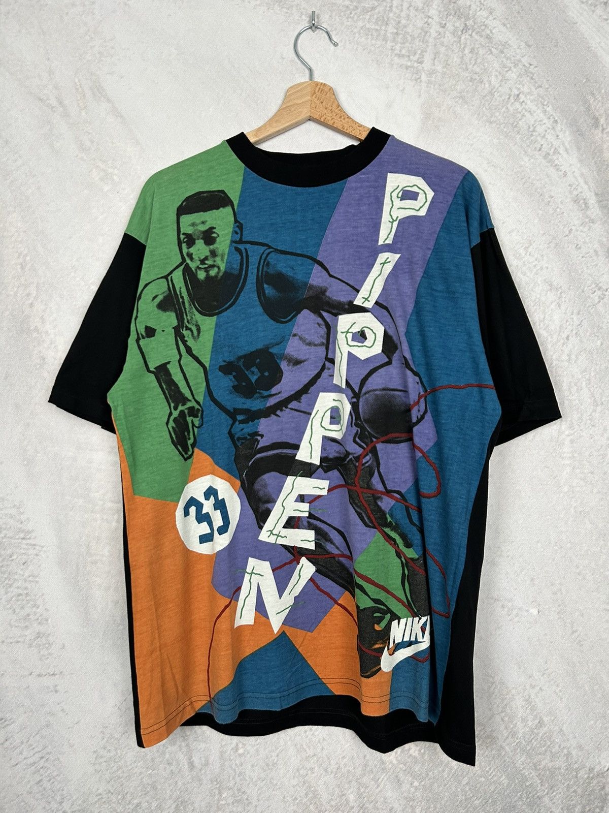 Image of Vintage Nike Nba Pippen Chicago Bulls Aop Tee Hype in Black, Men's (Size XL)