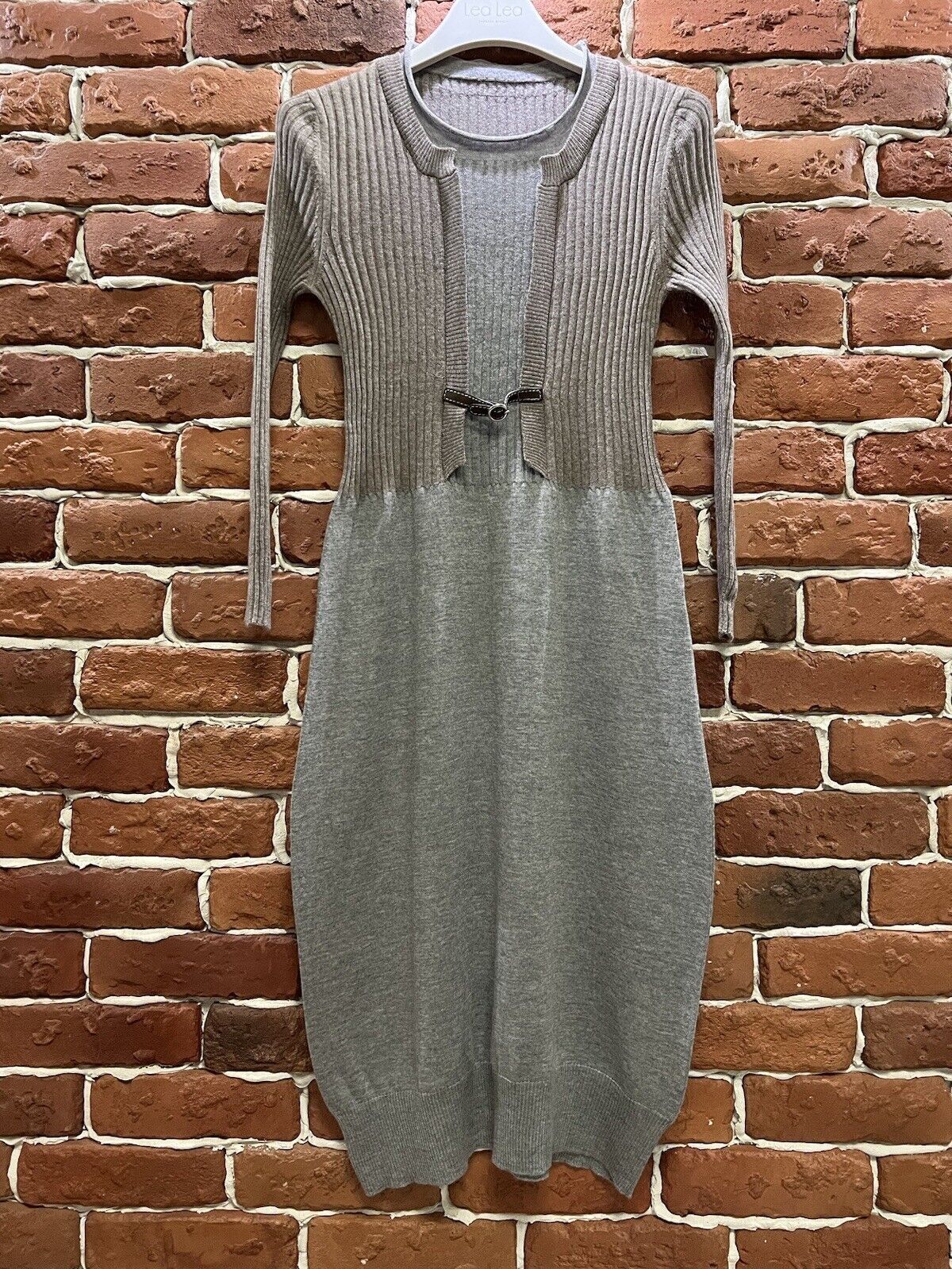 Fabiana Filippi Fabiana Filippi Wool Dress Grey/Brown Size XS Size XS / US 0-2 / IT 36-38 - 2 Thumbnail