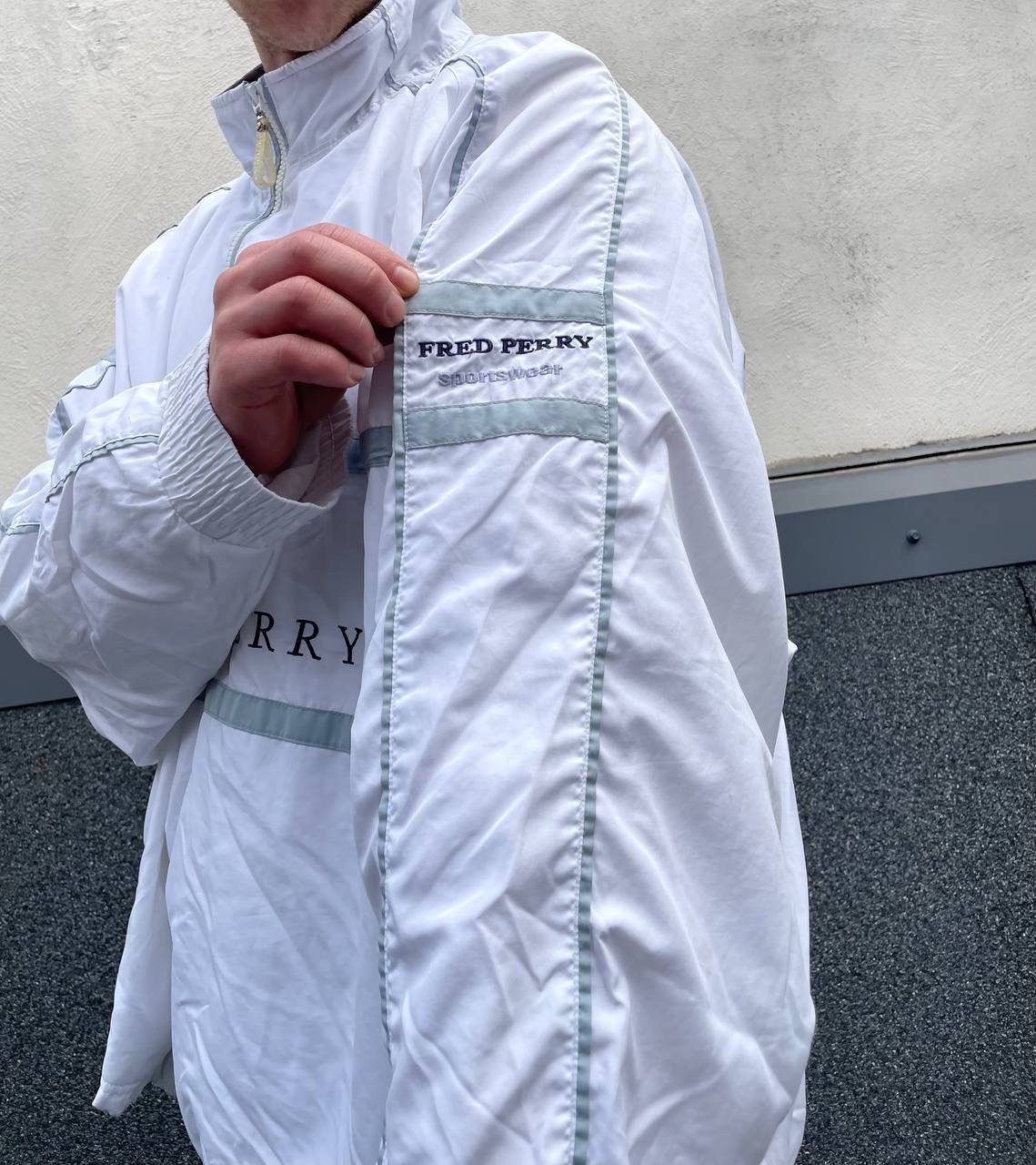 Fred Perry × Vintage White Fred Perry Spellout Logo Anorak Jacket XL Size US XL / EU 56 / 4 - 5 Thumbnail