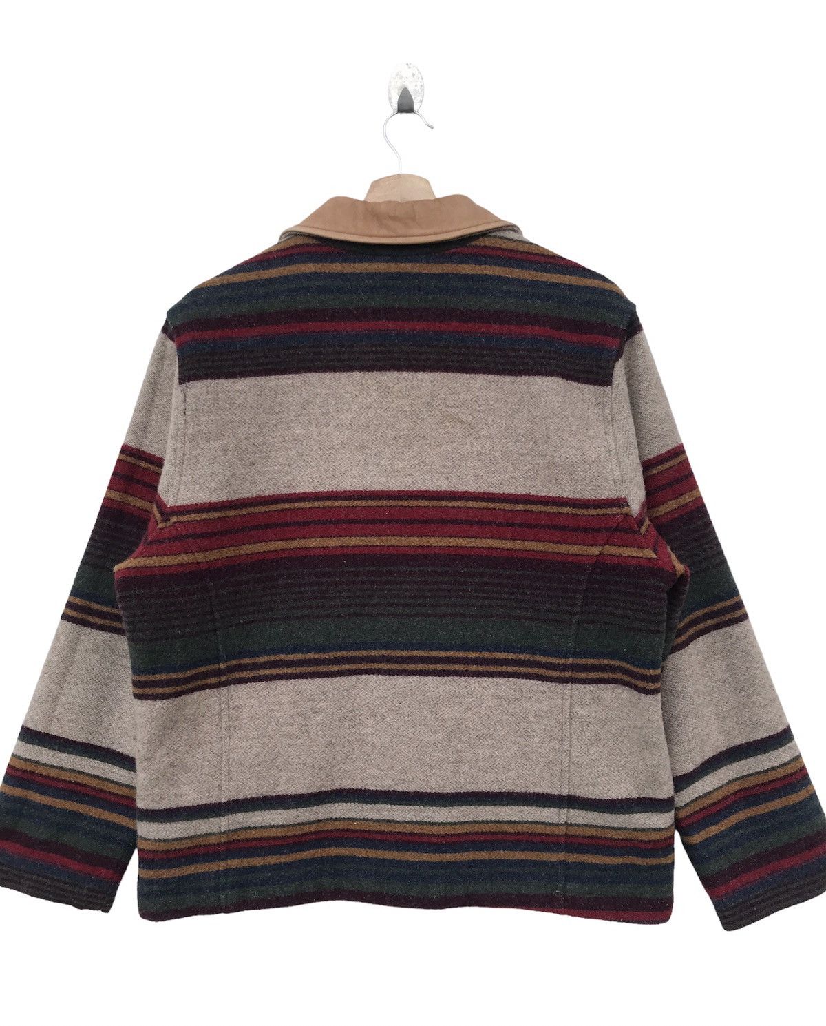 Woolrich Woolen Mills 90s Woolrich Navajo Stripe Jacket Leather Collar & Pockets Size M / US 6-8 / IT 42-44 - 2 Thumbnail