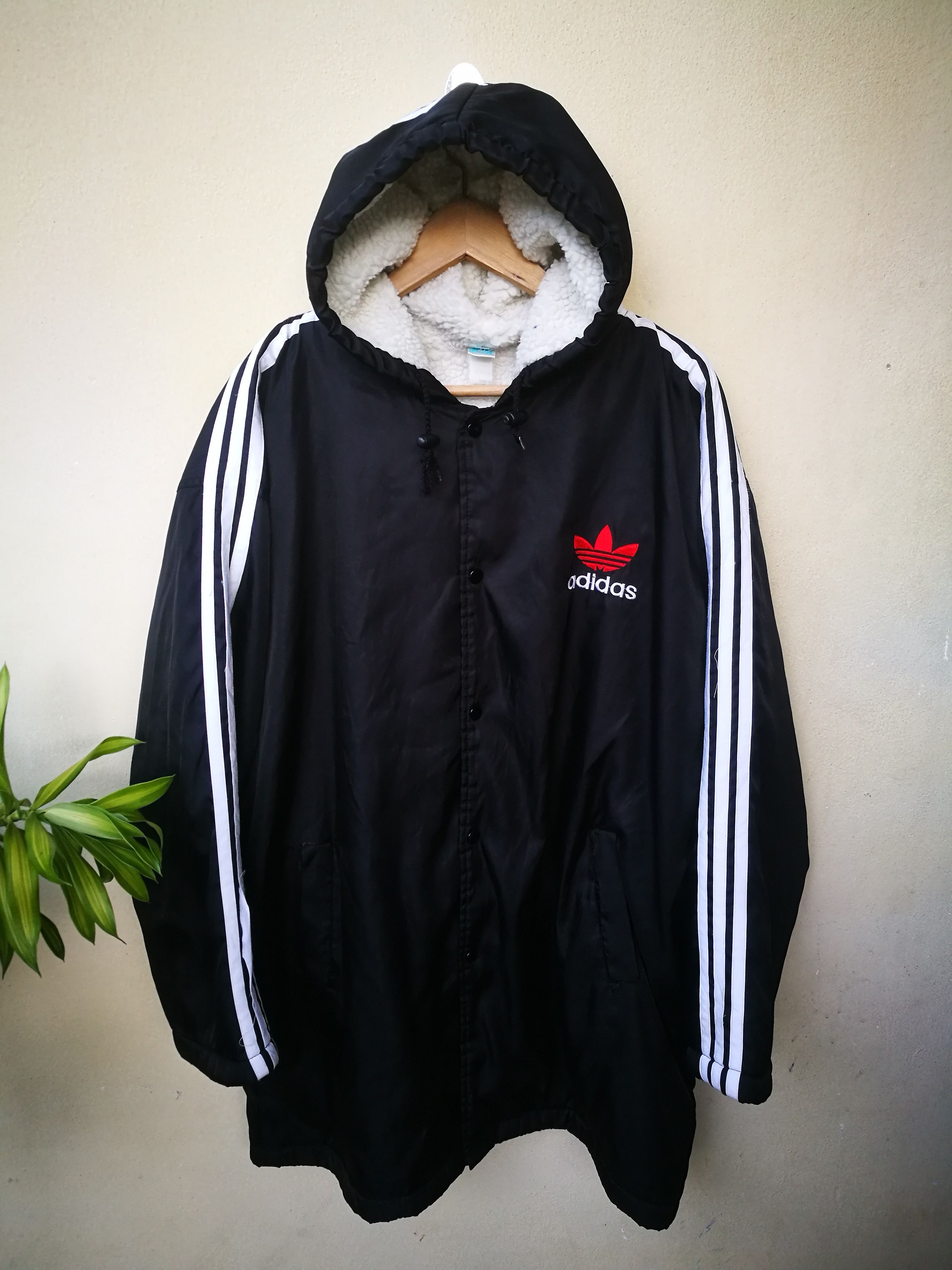 Adidas × Vintage Adidas 3 Stripes Big Logo Embroide Button Up Hoodie Sweater Size US L / EU 52-54 / 3 - 5 Thumbnail
