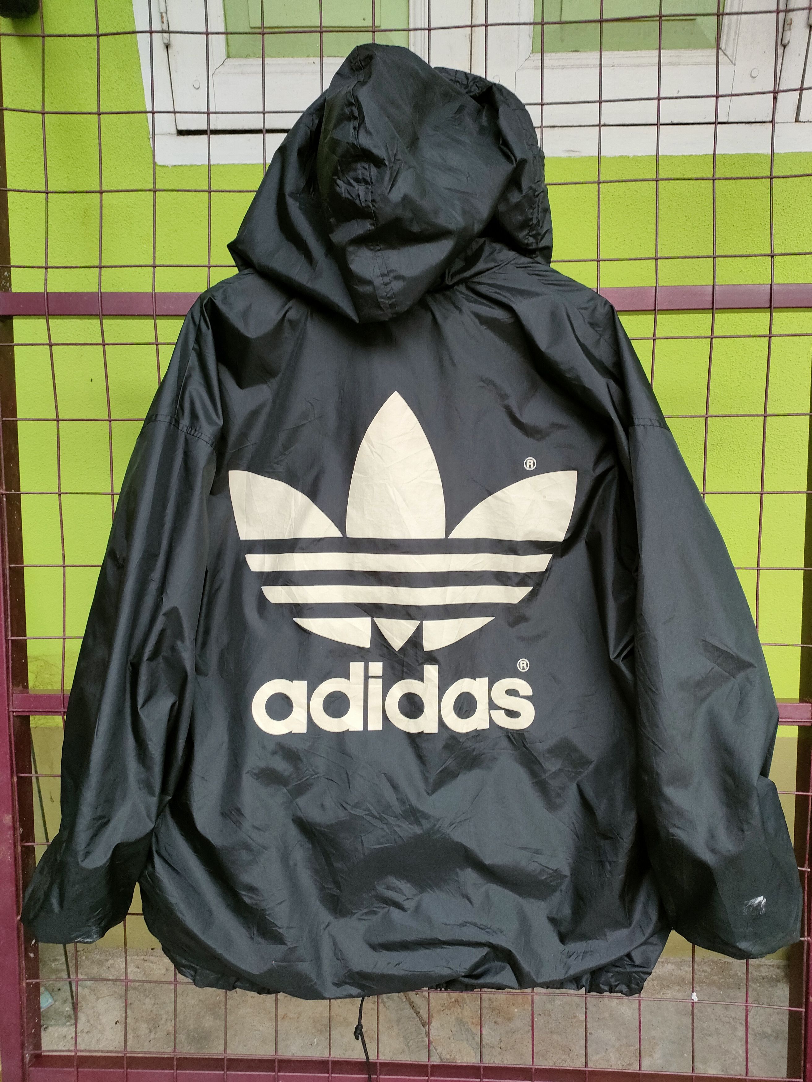 Adidas × Vintage Vintage Distressed Adidas Big Logo Winbreaker Size US XL / EU 56 / 4 - 1 Thumbnail