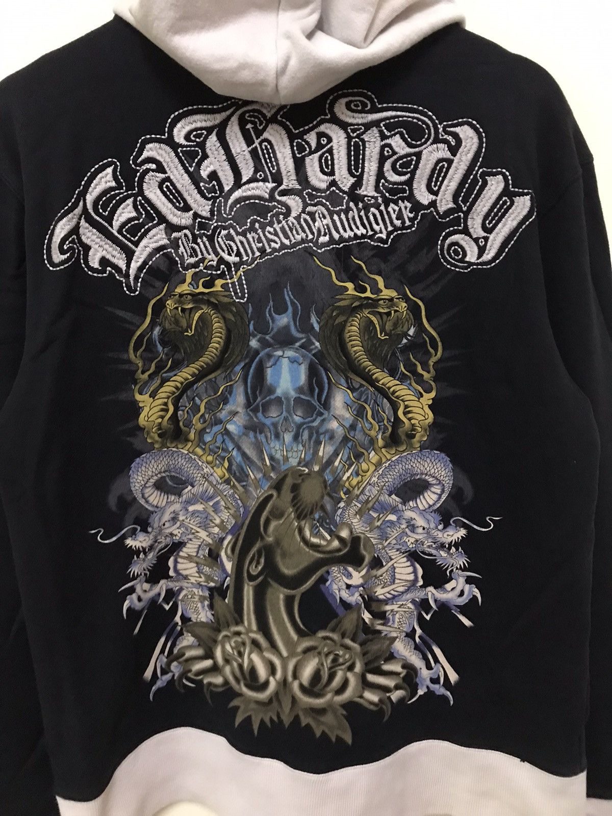 Christian Audigier × Ed Hardy × Vintage Vintage Ed Hardy Christian Audigear Black Dragon Hoodie Size US S / EU 44-46 / 1 - 8 Thumbnail
