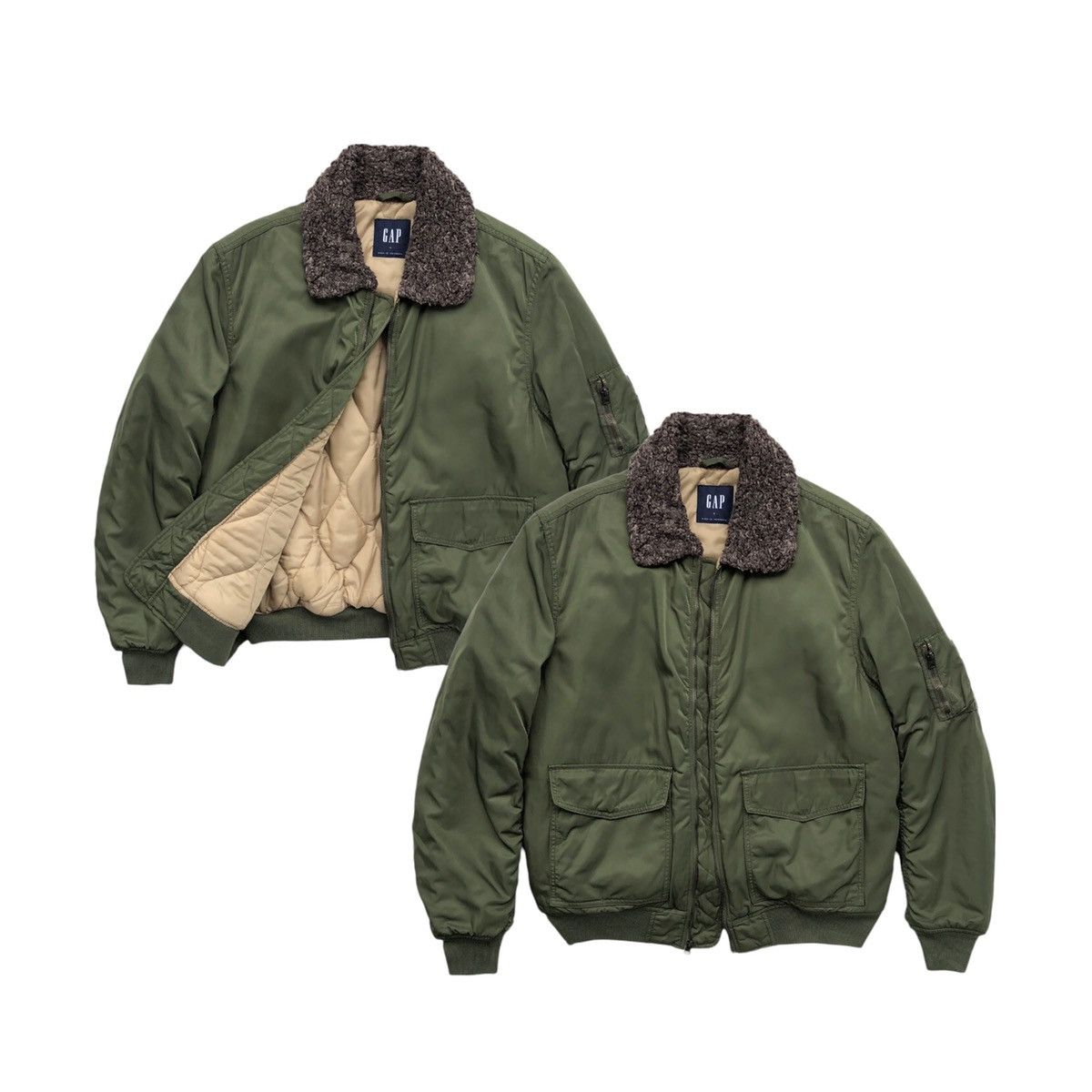 Gap GAP Green Fur Collar Bomber Jacket | Grailed