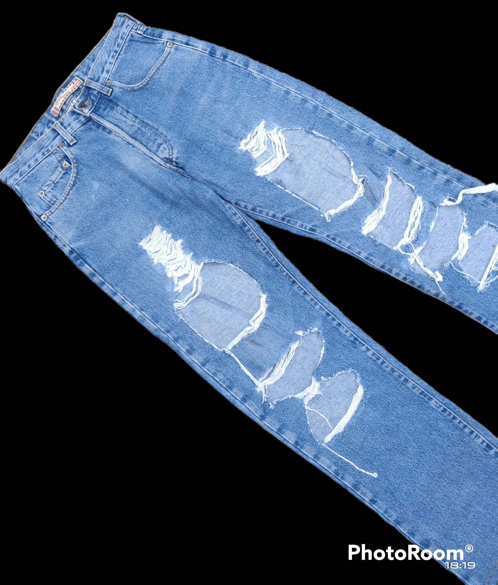 Japanese Brand FUCKING⚡ TRASH RIPED LIBERTO DENIM PANTS Size US 29 - 5 Thumbnail